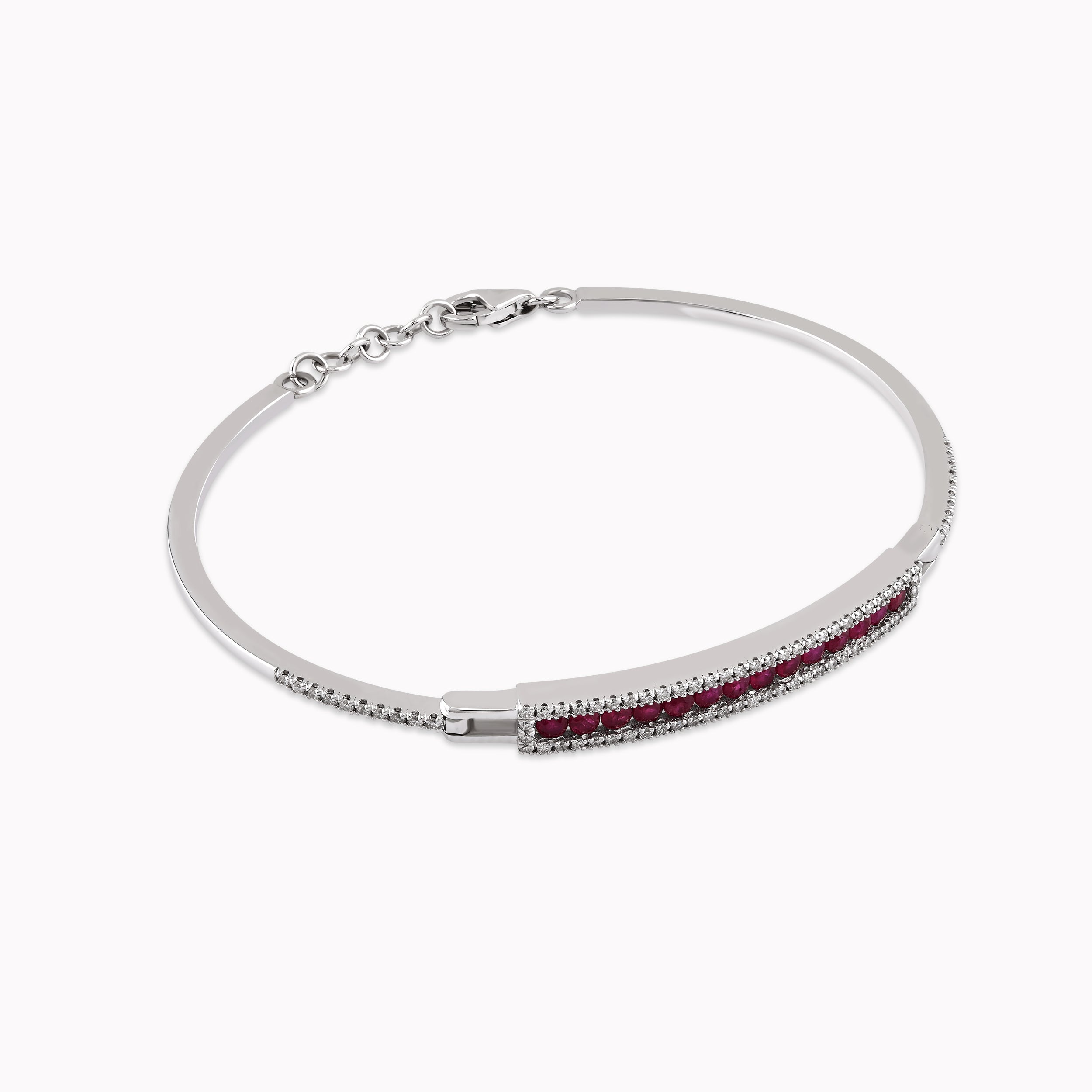 14K White Gold Bracelet with Diamonds and Rubies 0.26ct