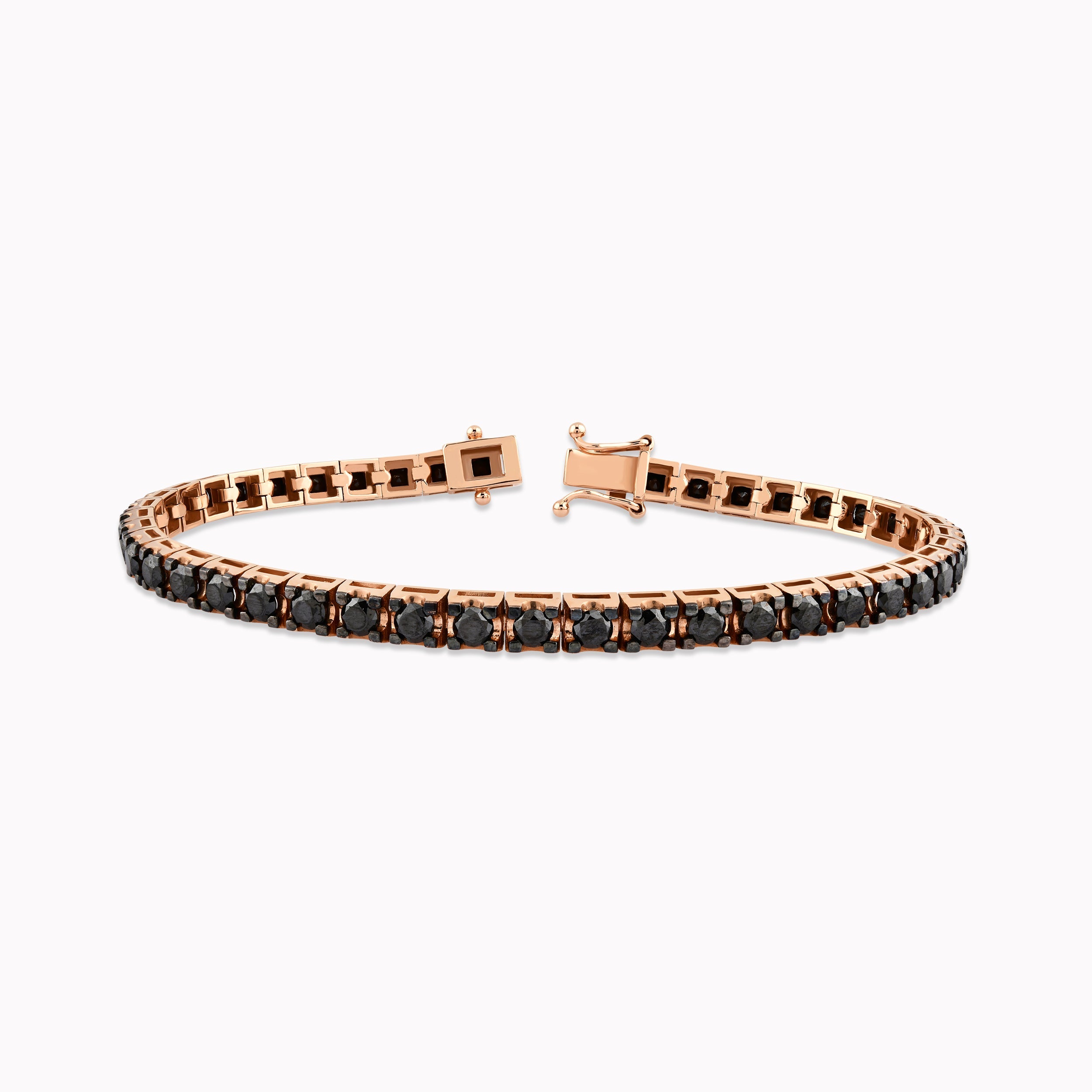 Tennis Bracelet Rose Gold 14K with Black Diamonds 3.02ct