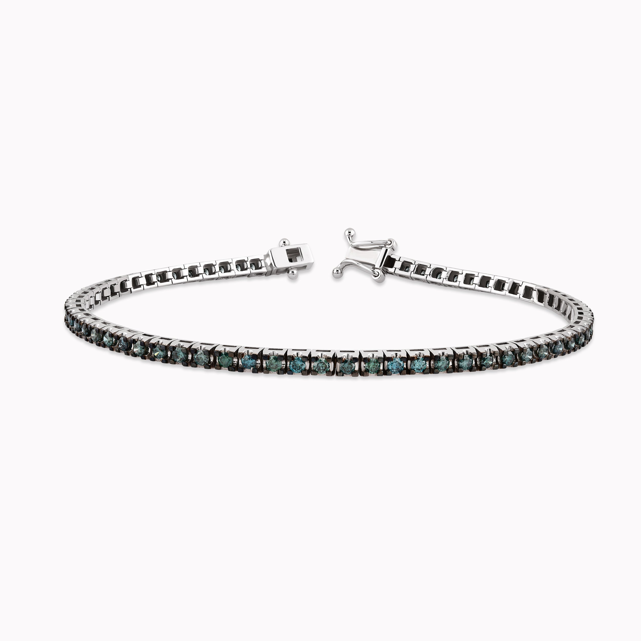 White Gold 14K Tennis Bracelet with Blue Diamonds 1.81ct