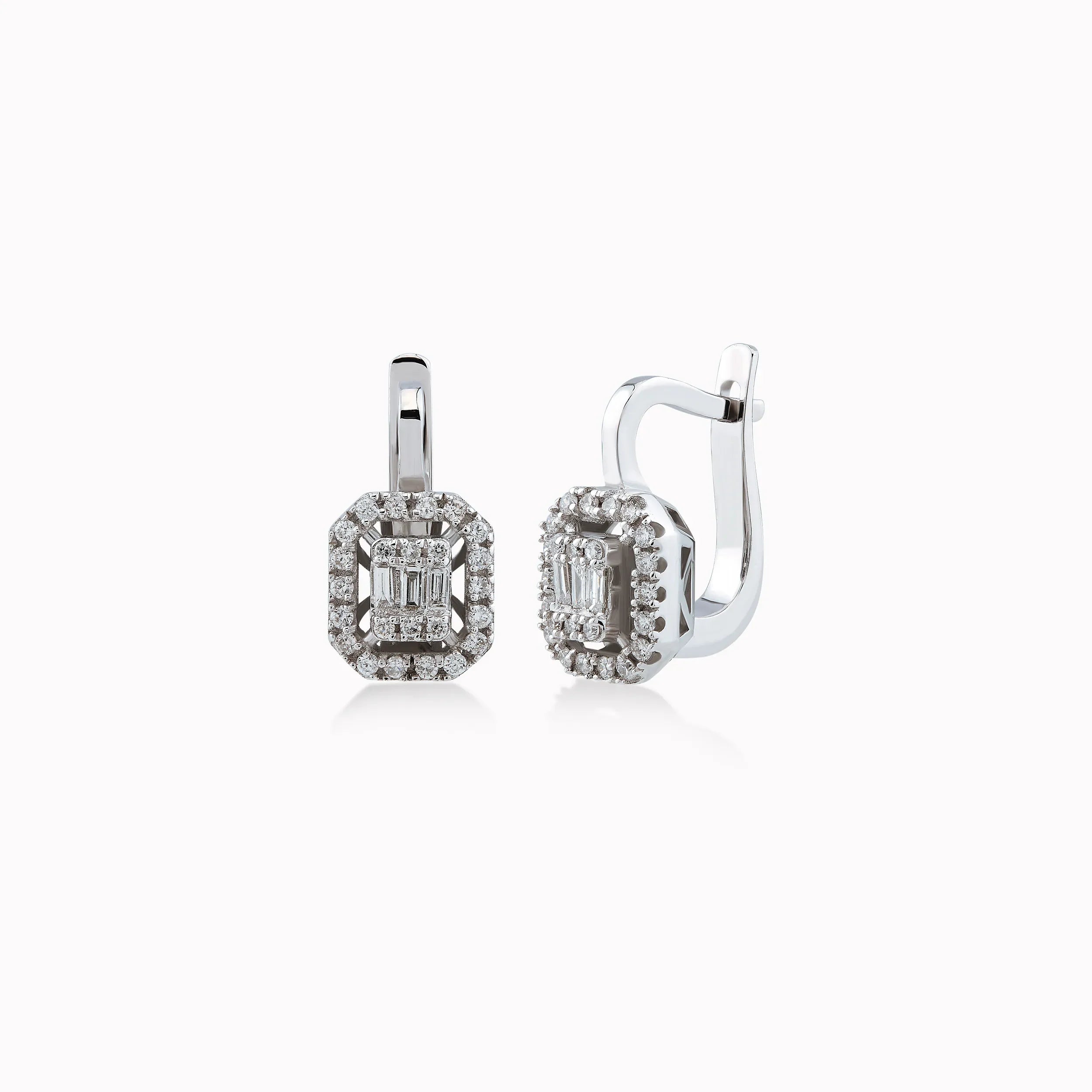 Cercei aur alb 14k cu diamante 0.28ct
