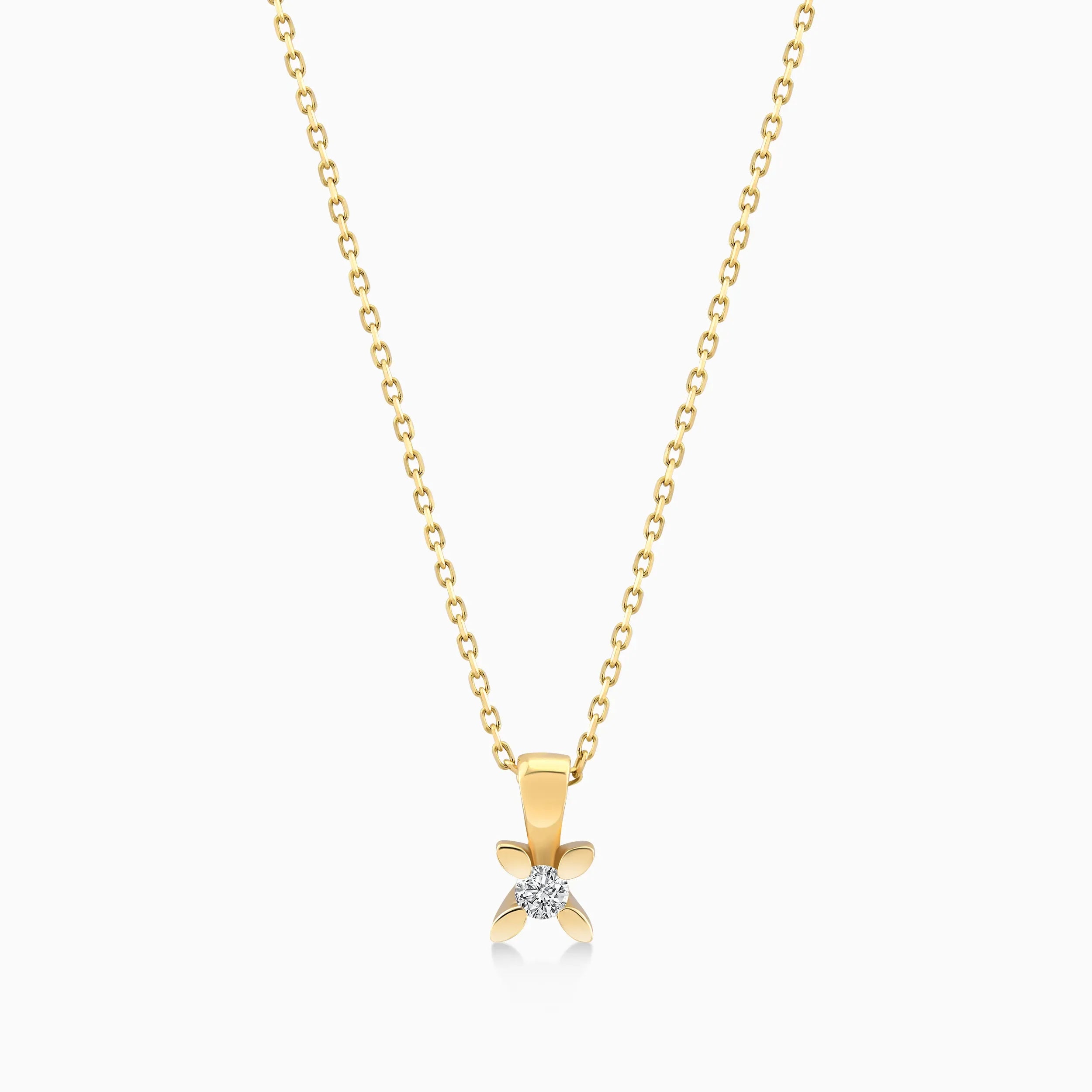 Yellow Gold 14K Chain with Pendant with Diamonds 0.05ct
