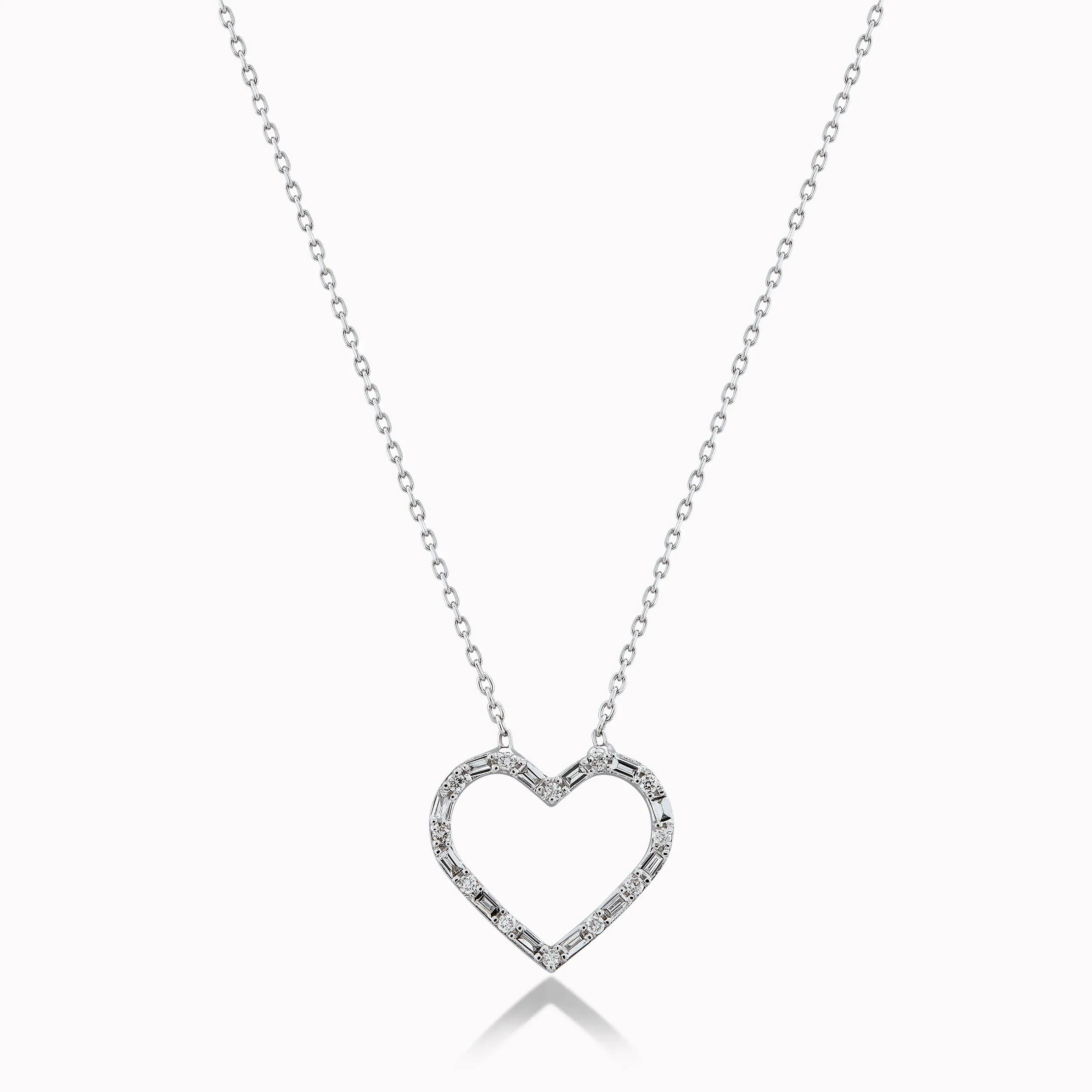 Chain with White Gold 14K Heart Pendant with 0.21ct Diamonds
