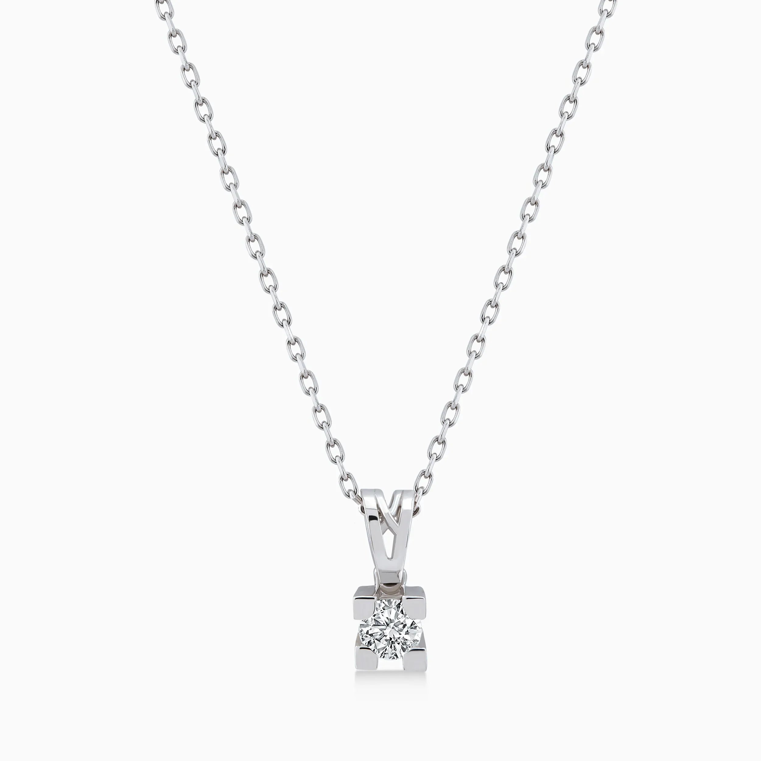 White Gold 14K Pendant Chain with 0.20ct Diamonds