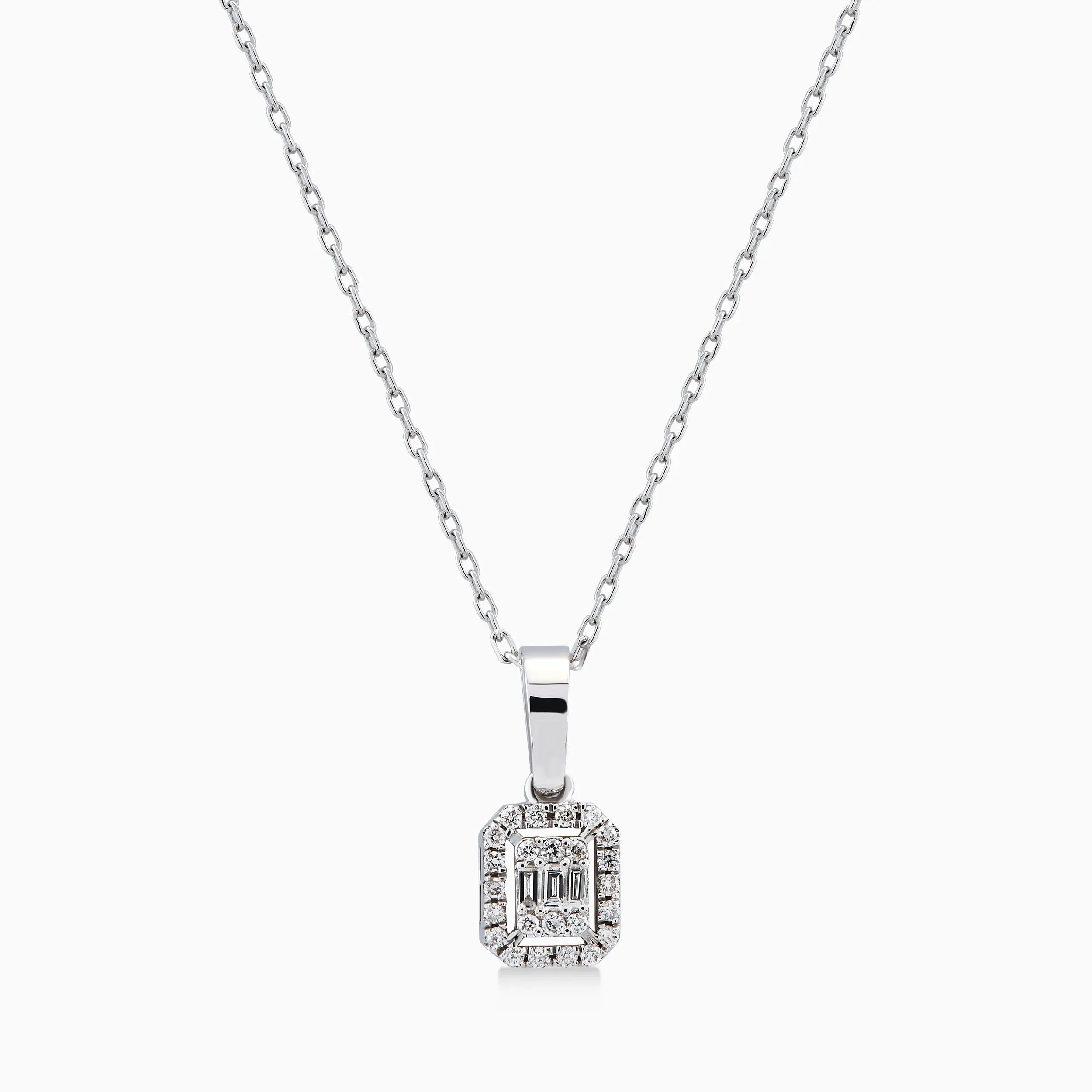 Chain with 14K White Gold Pendant with 0.13ct Diamonds