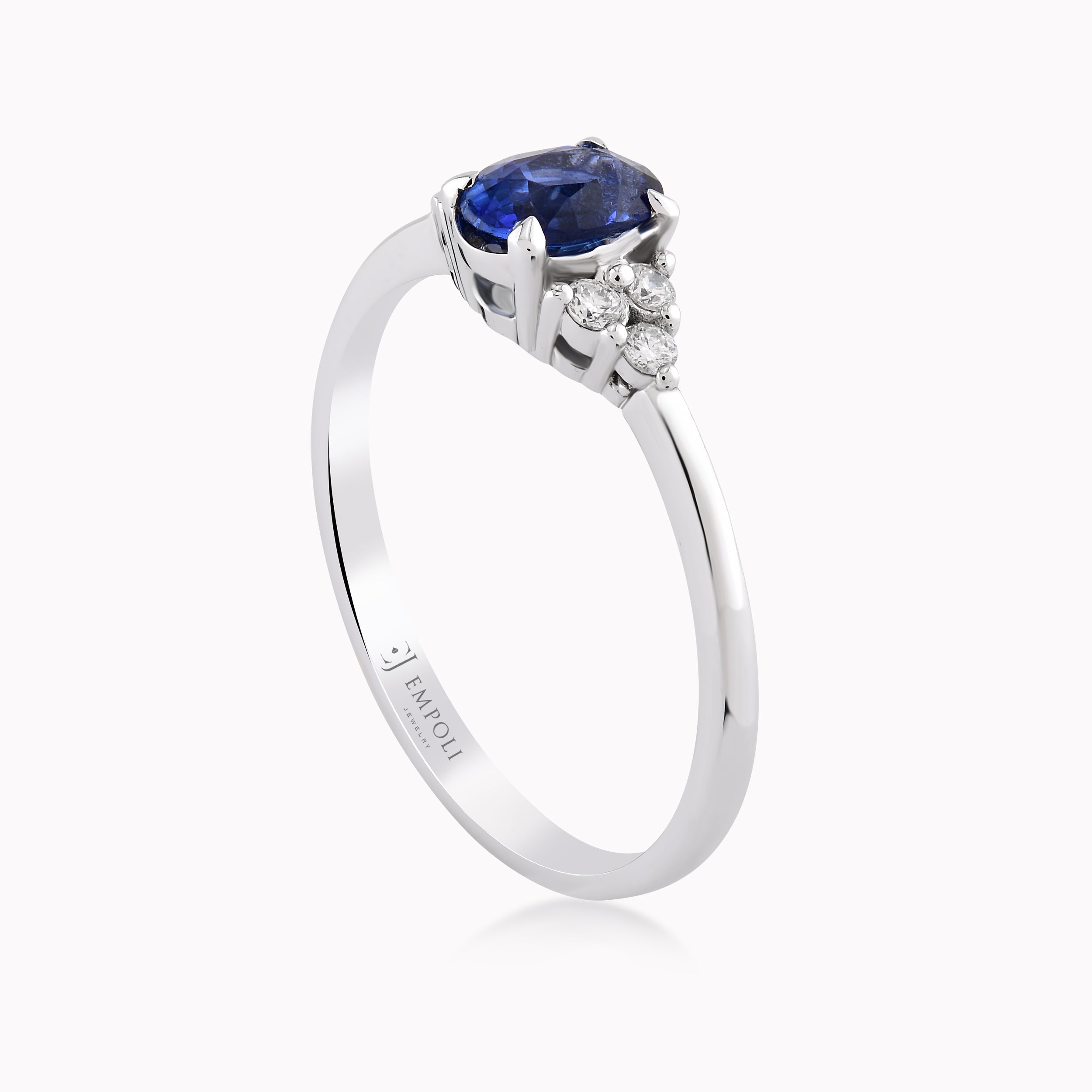 White Gold Ring 14K With Diamonds And Sapphire 0.12ct