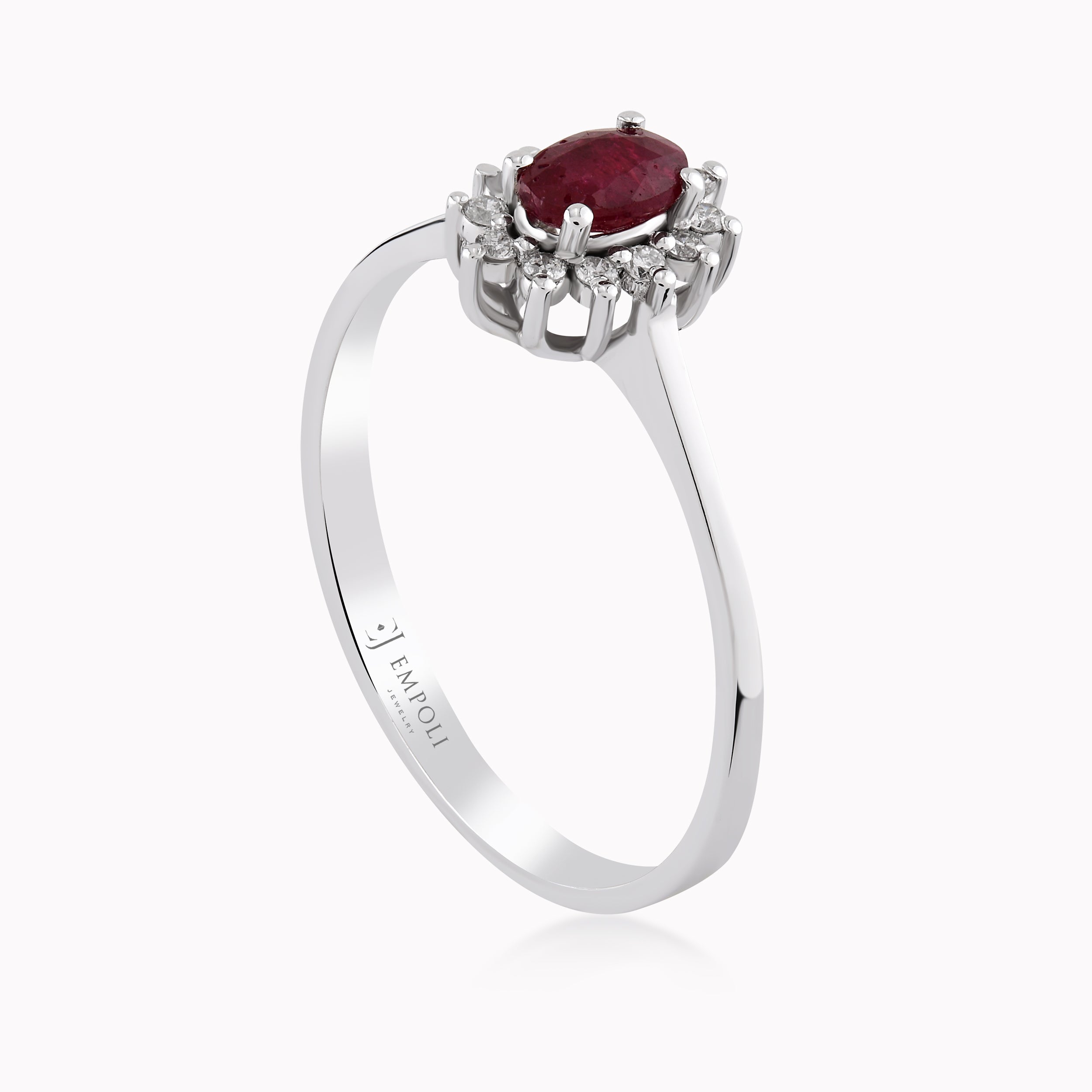 White Gold Ring 14K With Diamonds And Ruby 0.10ct
