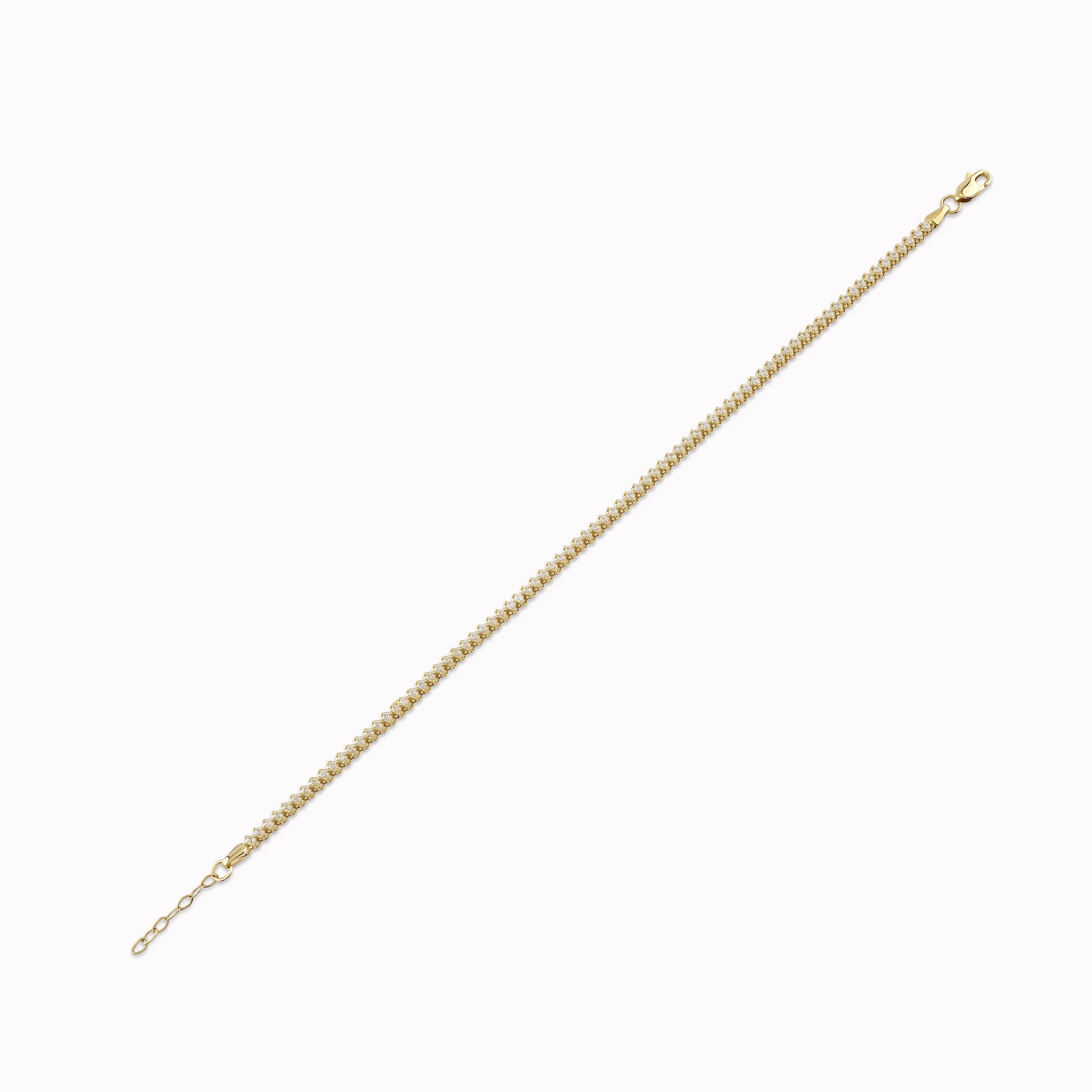 14K Yellow Gold Bracelet with White Zirconia Tennis 4.36gr