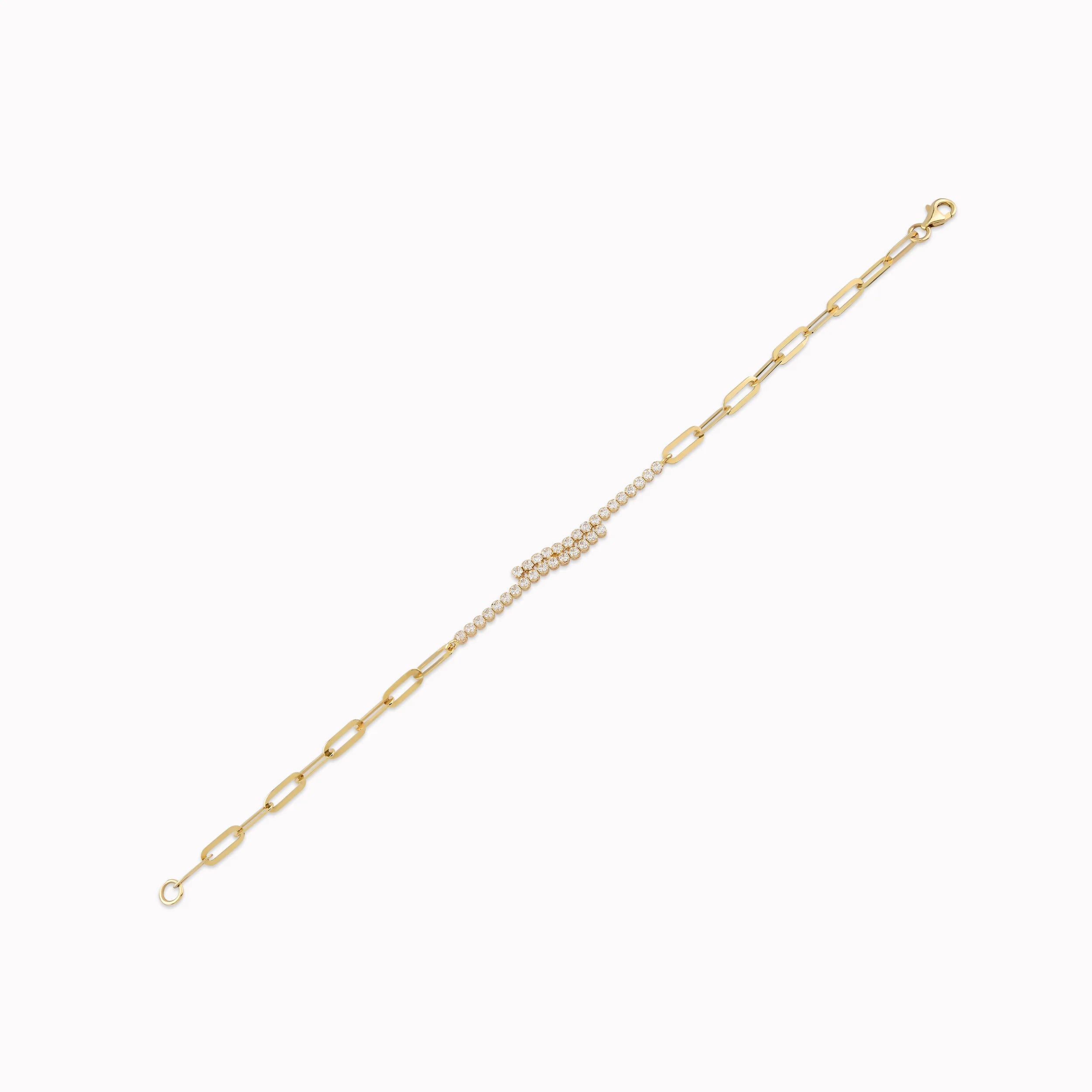 14K Yellow Gold Bracelet with White Zirconium and Links 3.12gr