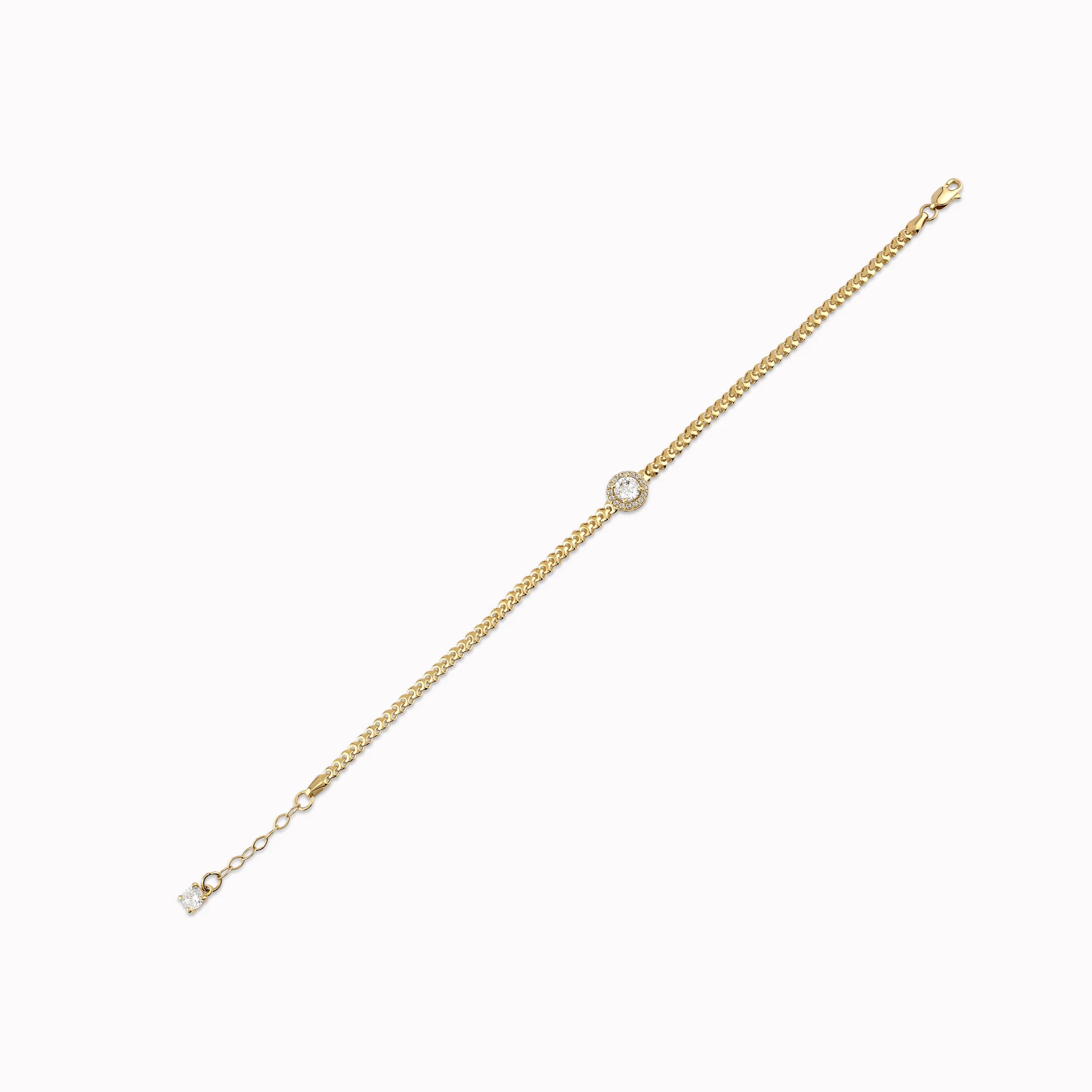 Yellow Gold Bracelet 14K Stylized with White Zircon 3.65gr