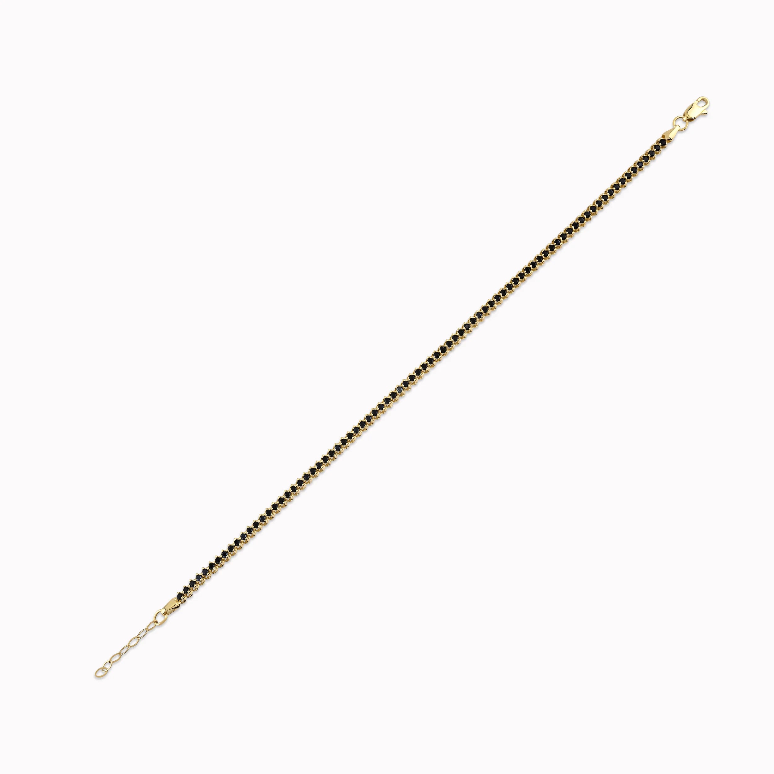 14K Yellow Gold Bracelet with Black Zirconia Tennis 3.68gr