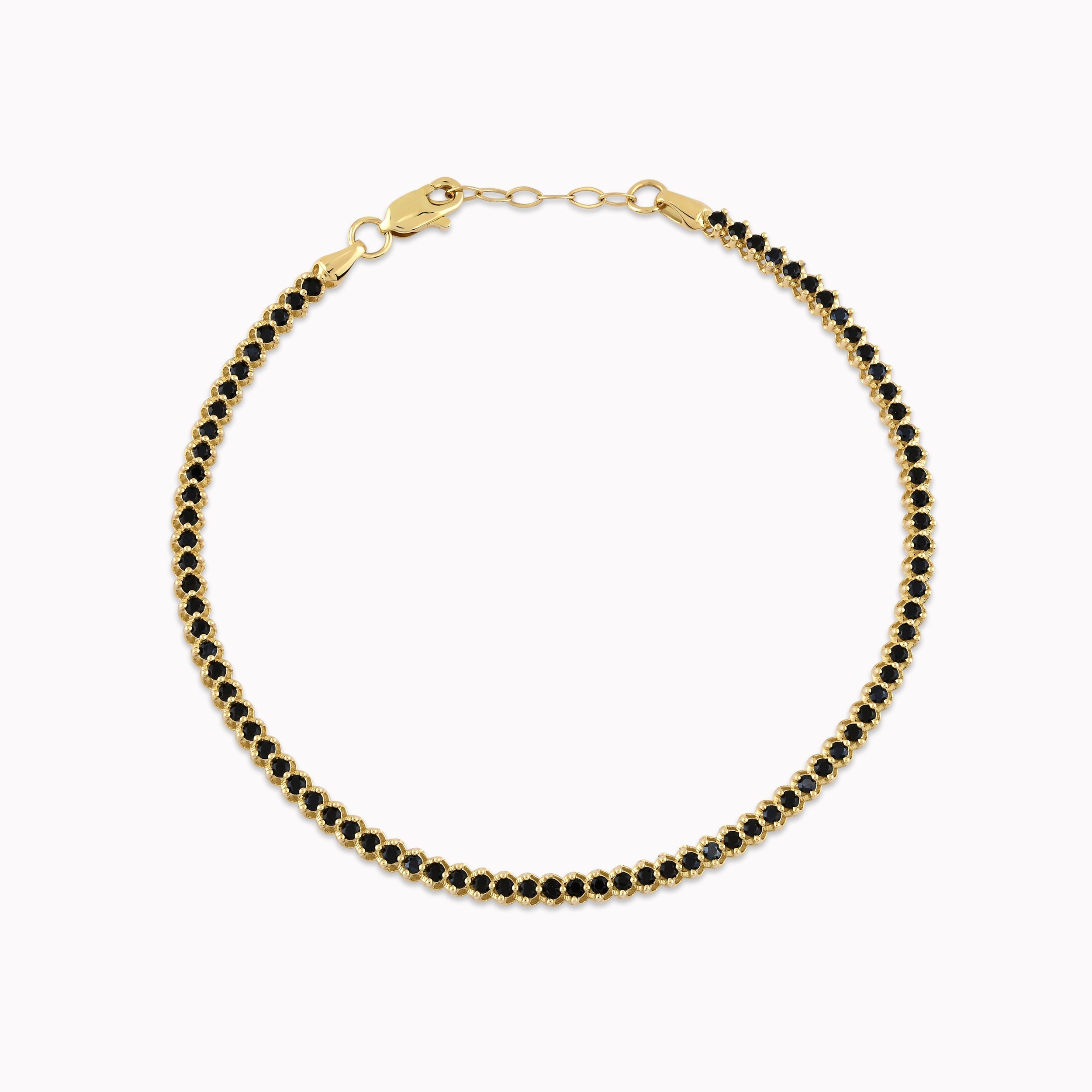 14K Yellow Gold Bracelet with Black Zirconia Tennis 3.68gr