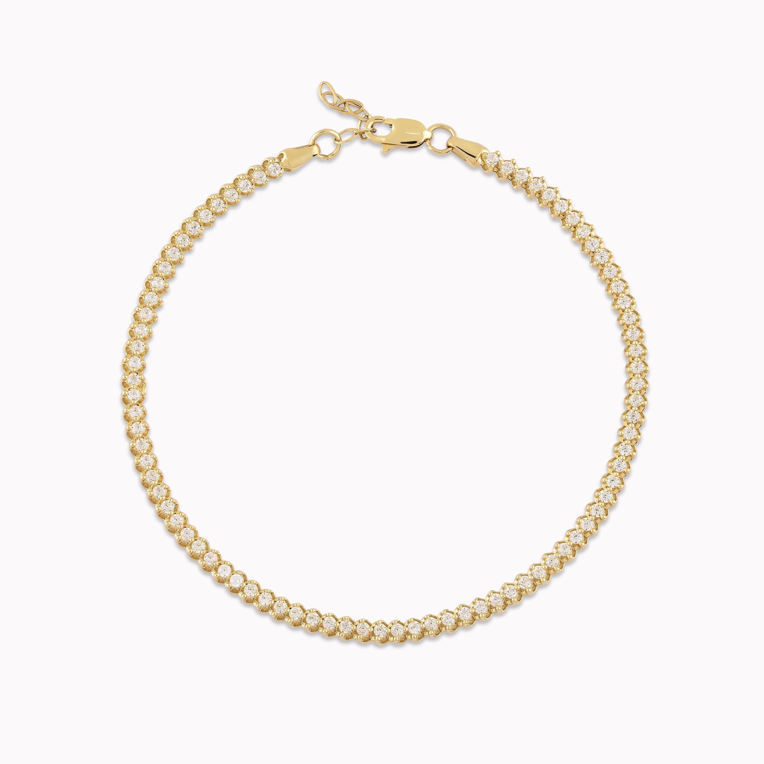 14K Yellow Gold Bracelet with White Zirconia Tennis 4.36gr