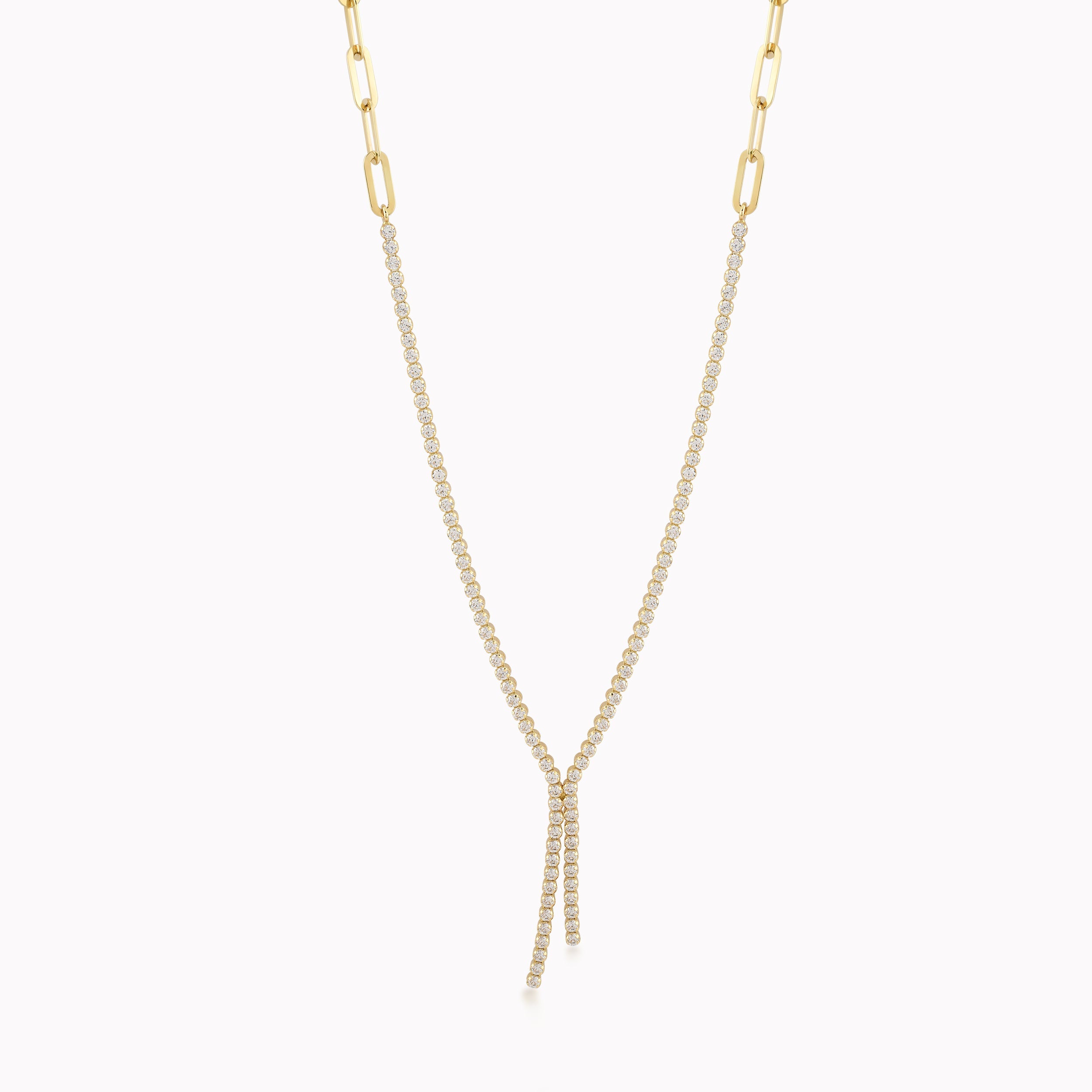Yellow Gold 14K Necklace With White Zirconium 7.75gr