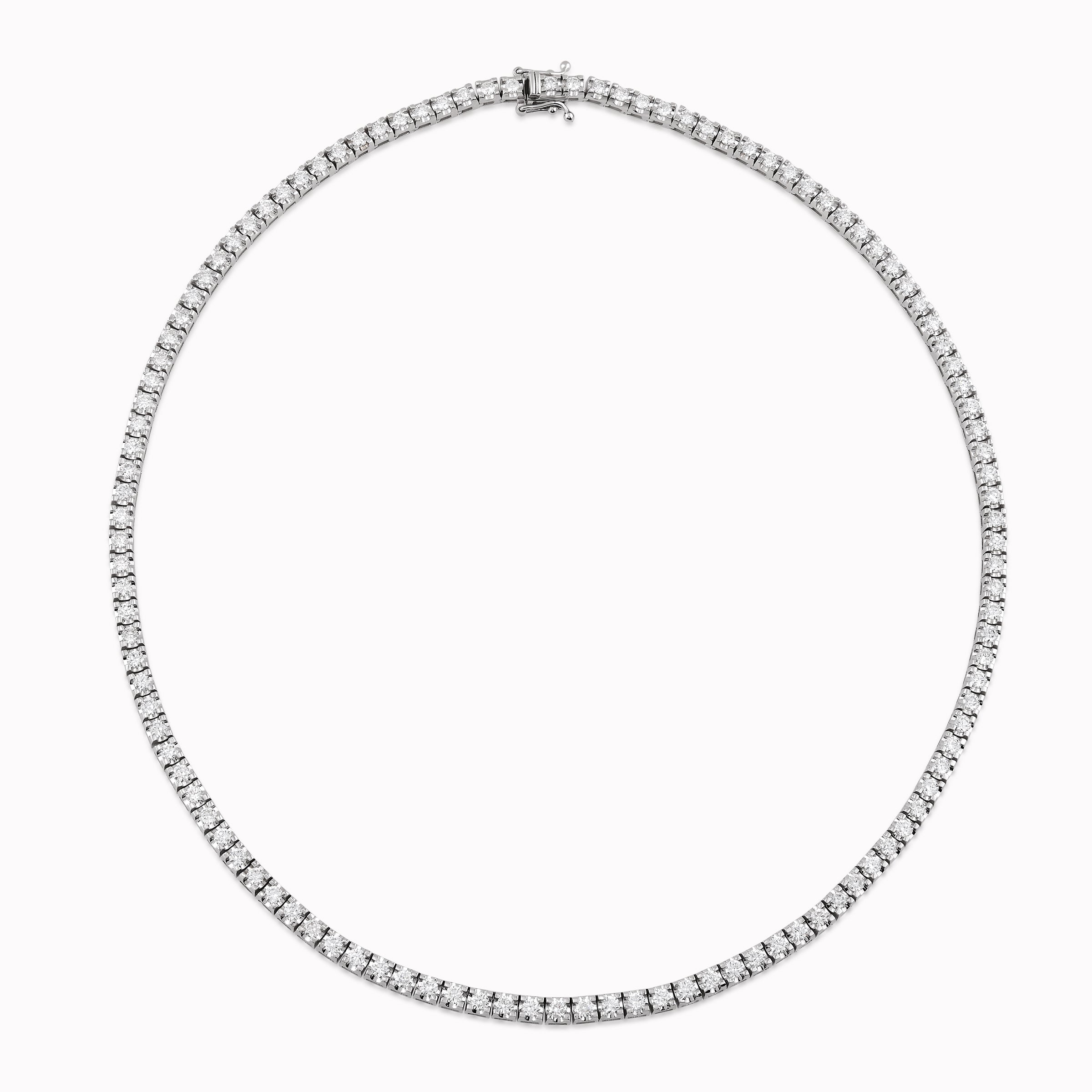 14K White Gold Tennis Necklace with 3.25ct Diamonds