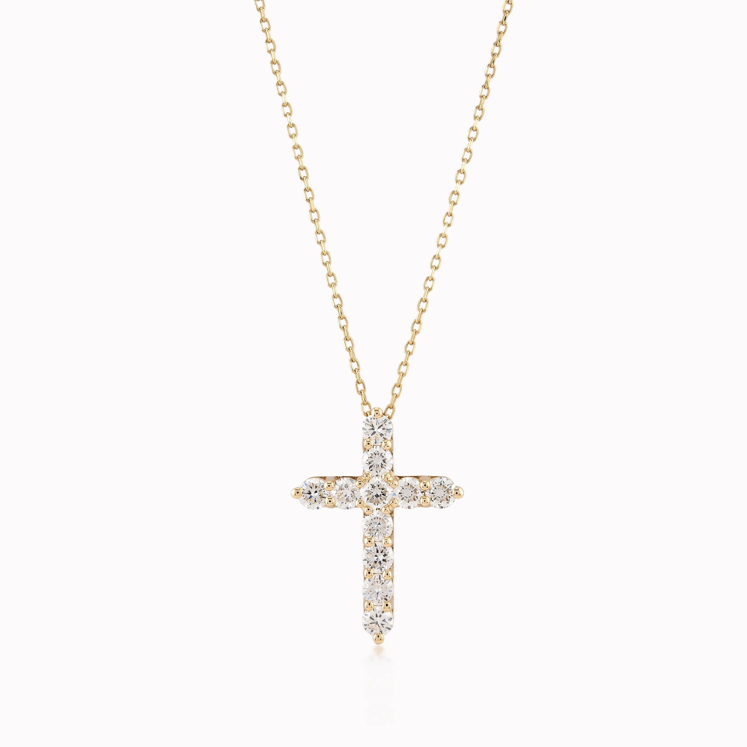 Chain with Yellow Gold 14K Cross Pendant with 0.60ct Diamonds