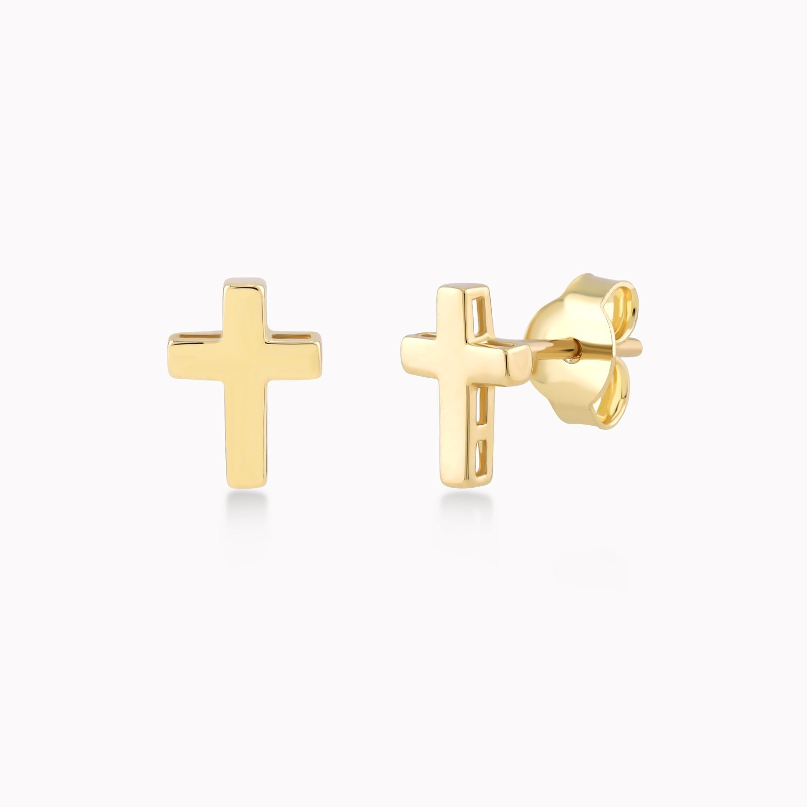 Yellow Gold Earrings 14K, Cross 0.96gr