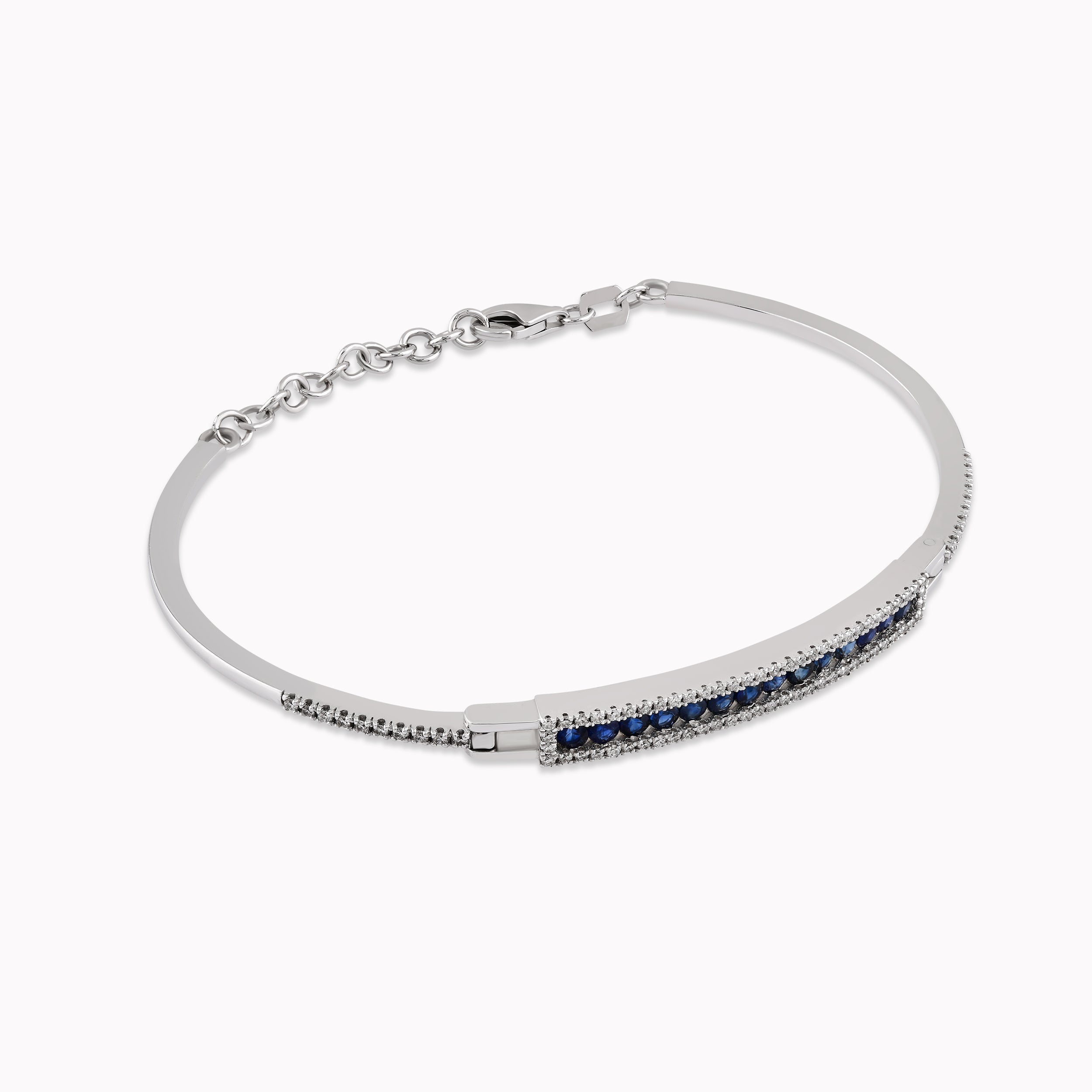 14K White Gold Bracelet with Diamonds and Sapphires 0.26ct