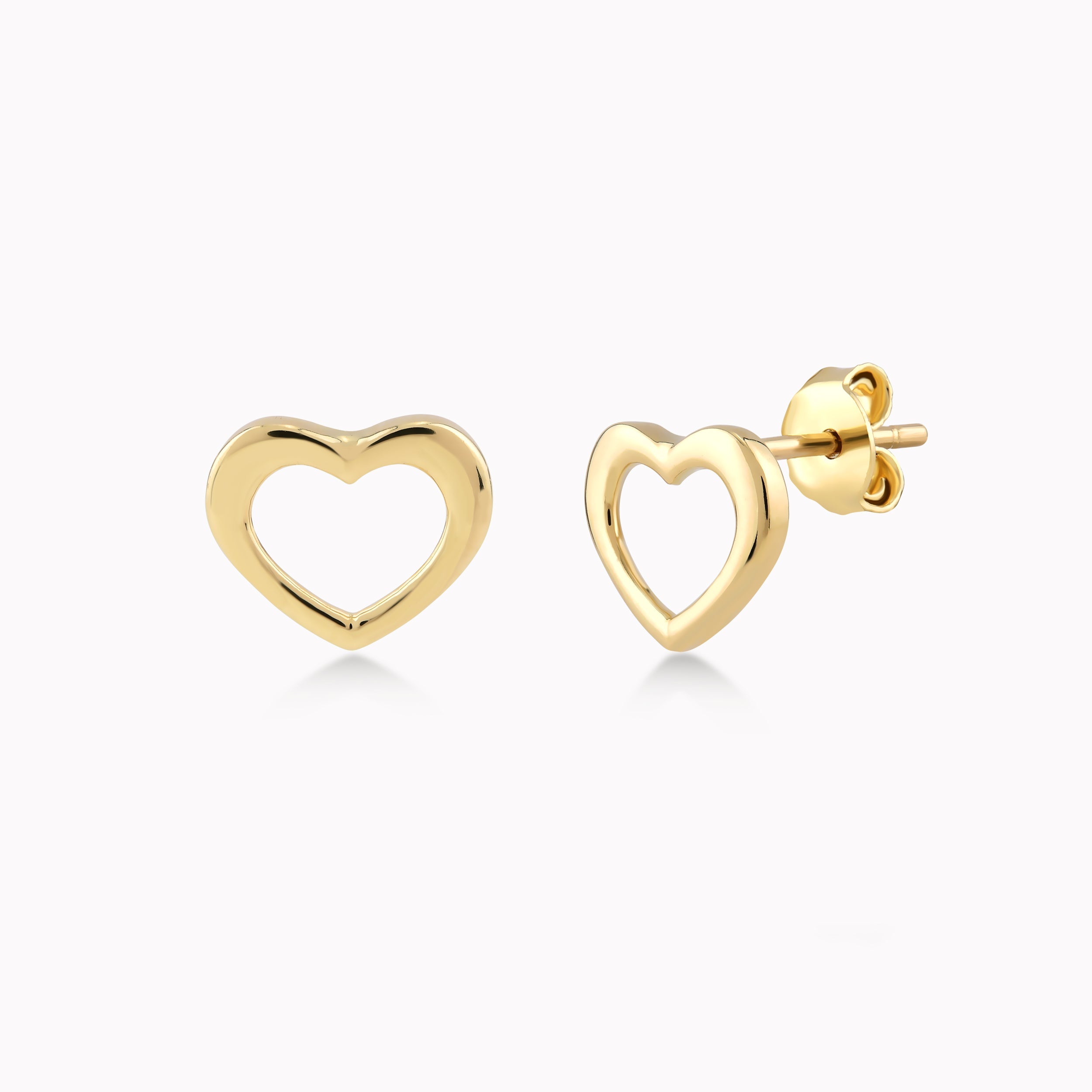 14K Yellow Gold Earrings, Cut-out Heart 1.10gr
