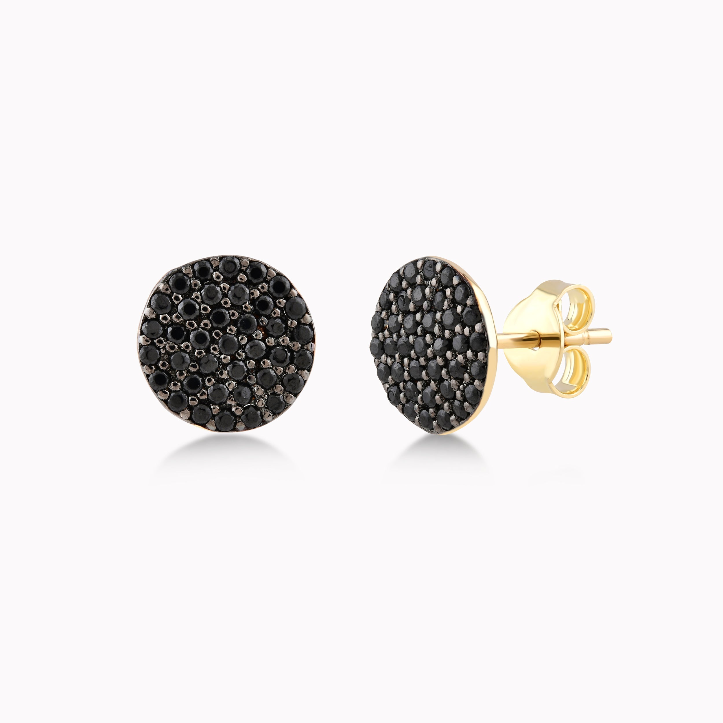 Yellow Gold 14K Earrings With Black Zirconium 2.82gr