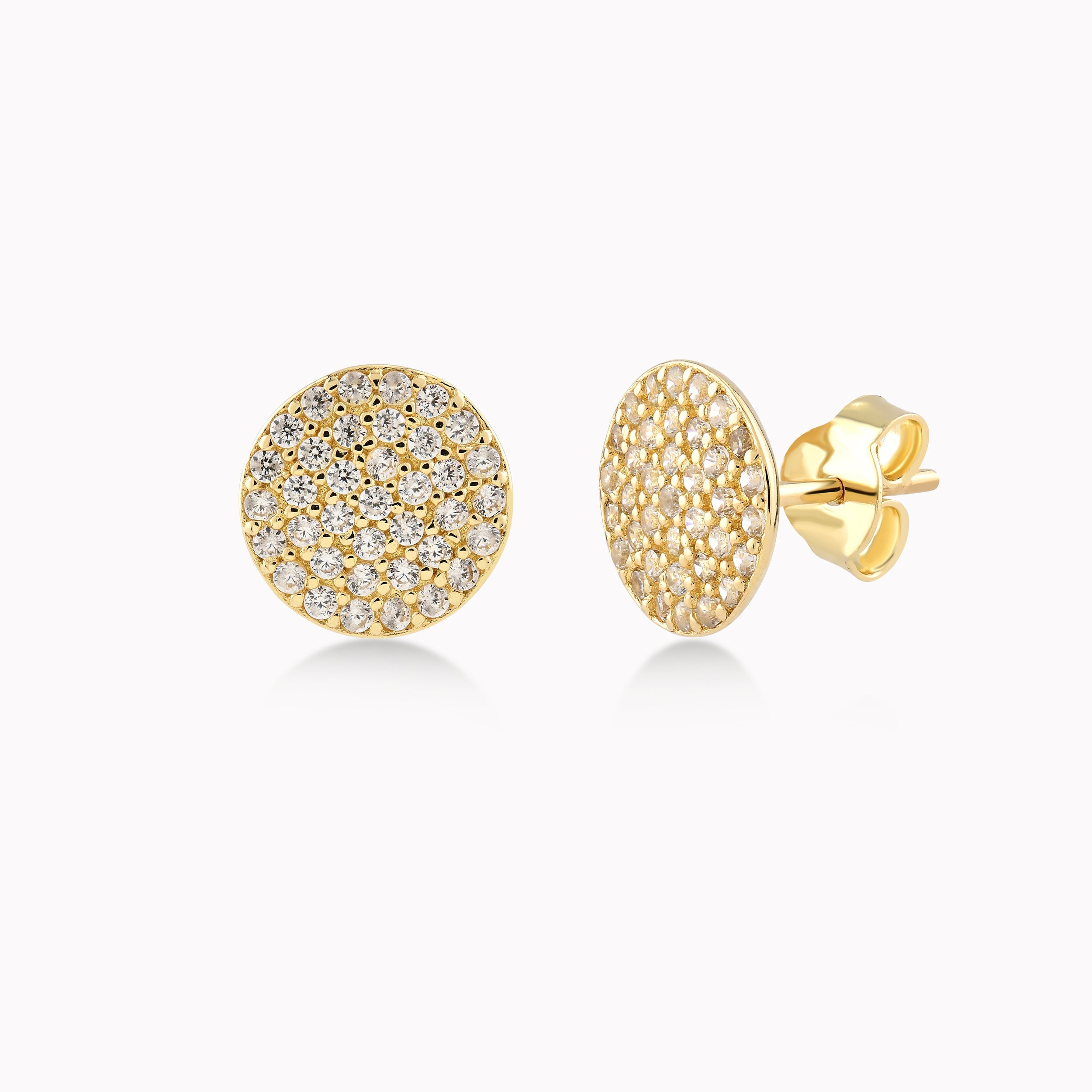 Yellow Gold 14K Earrings With White Zirconium, Hoop 1.56gr