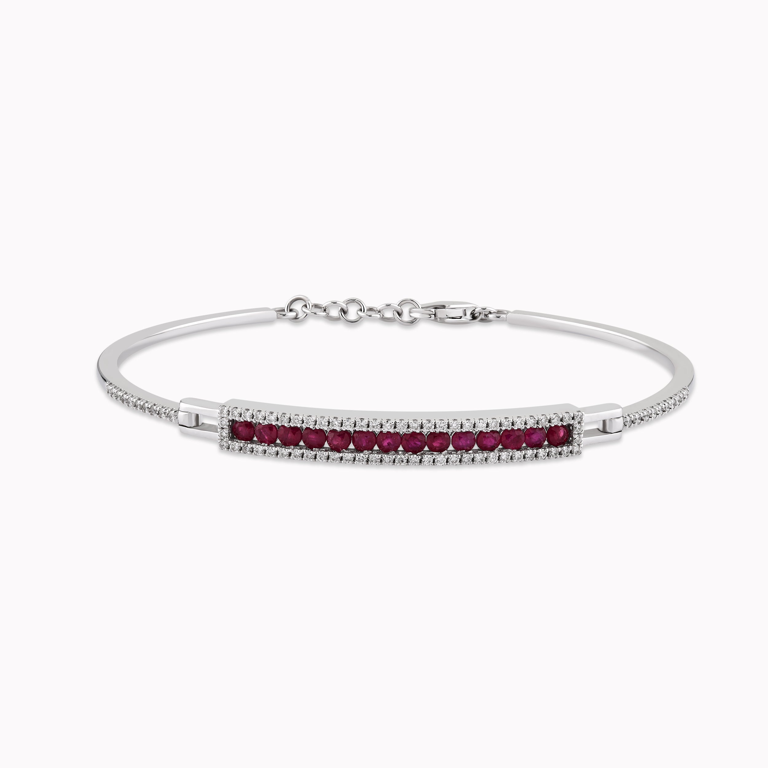 14K White Gold Bracelet with Diamonds and Rubies 0.26ct