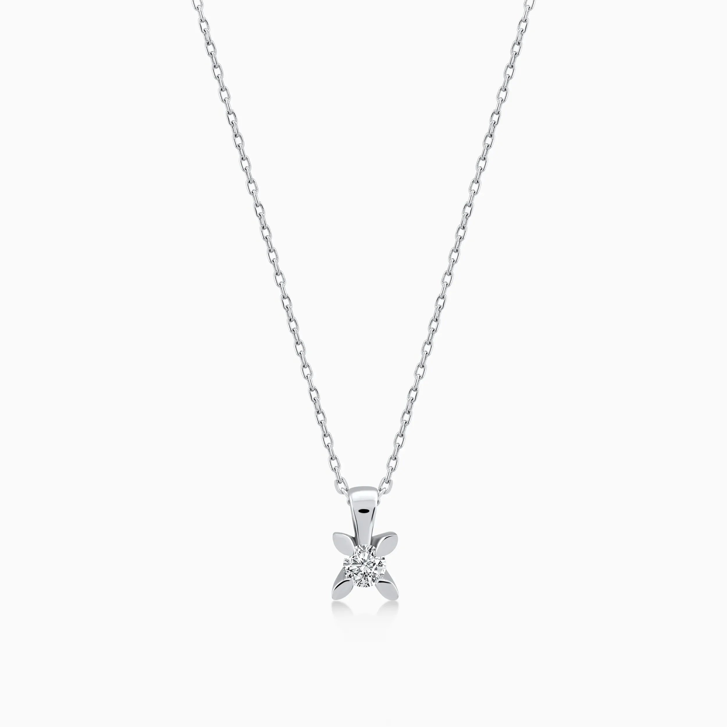 White Gold 14K Chain with Pendant with Diamonds 0.32ct