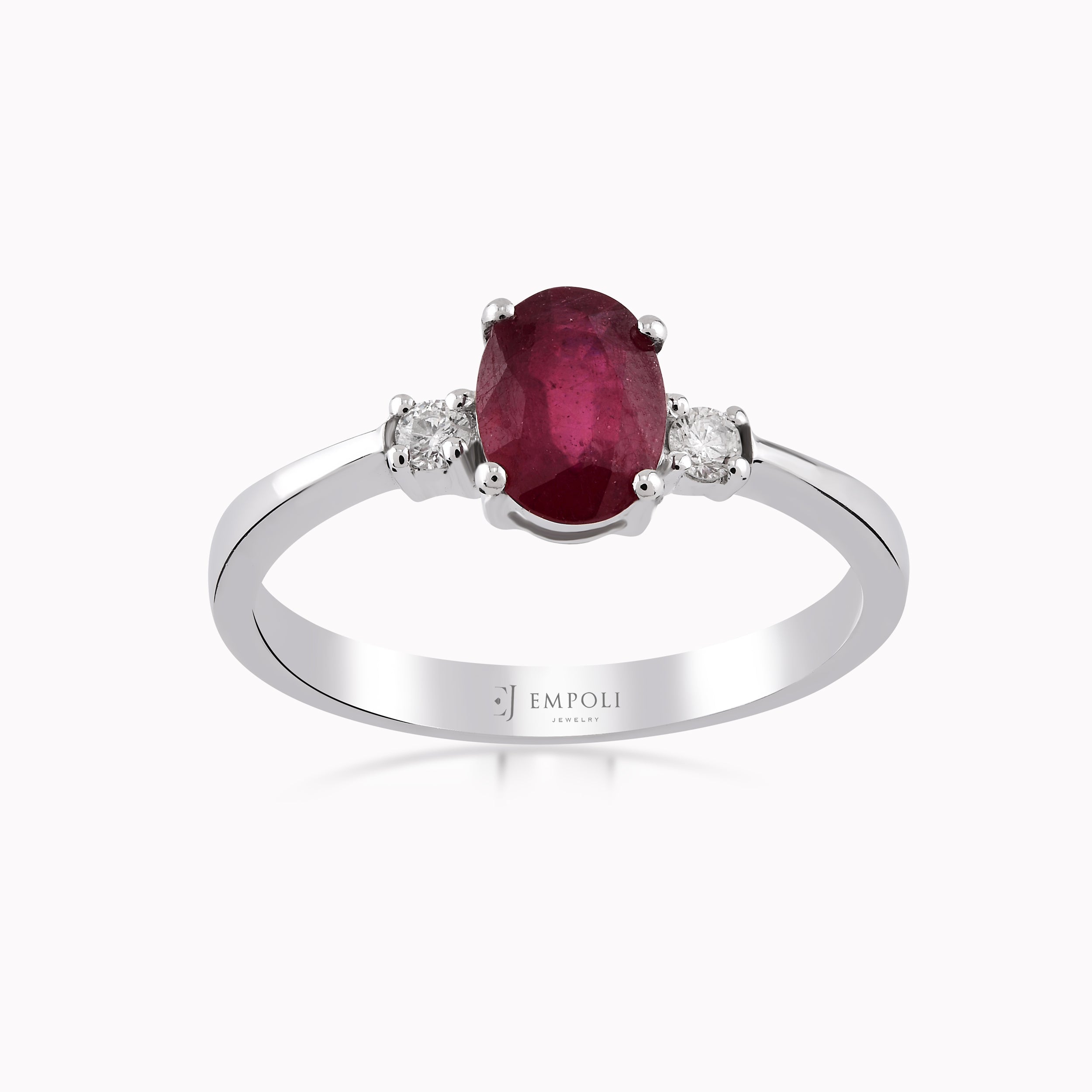 White Gold Ring 14K With Diamonds And Ruby 0.06ct