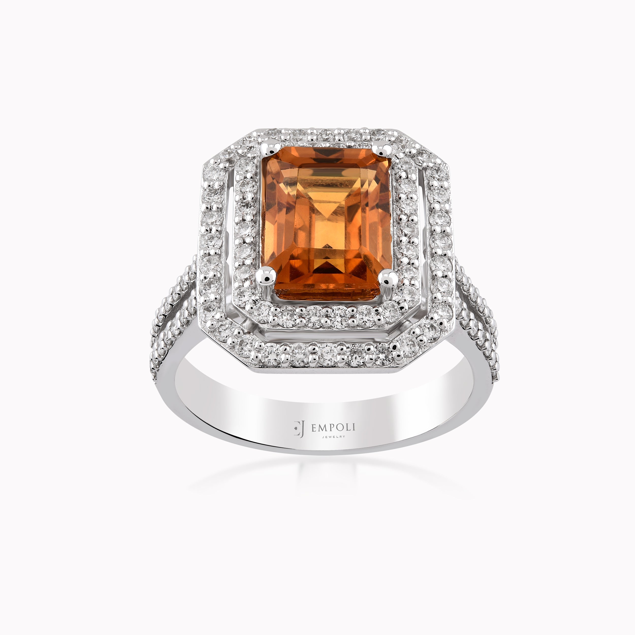 White Gold Ring 14K With Diamonds 0.77ct SI Topaz 2.25ct