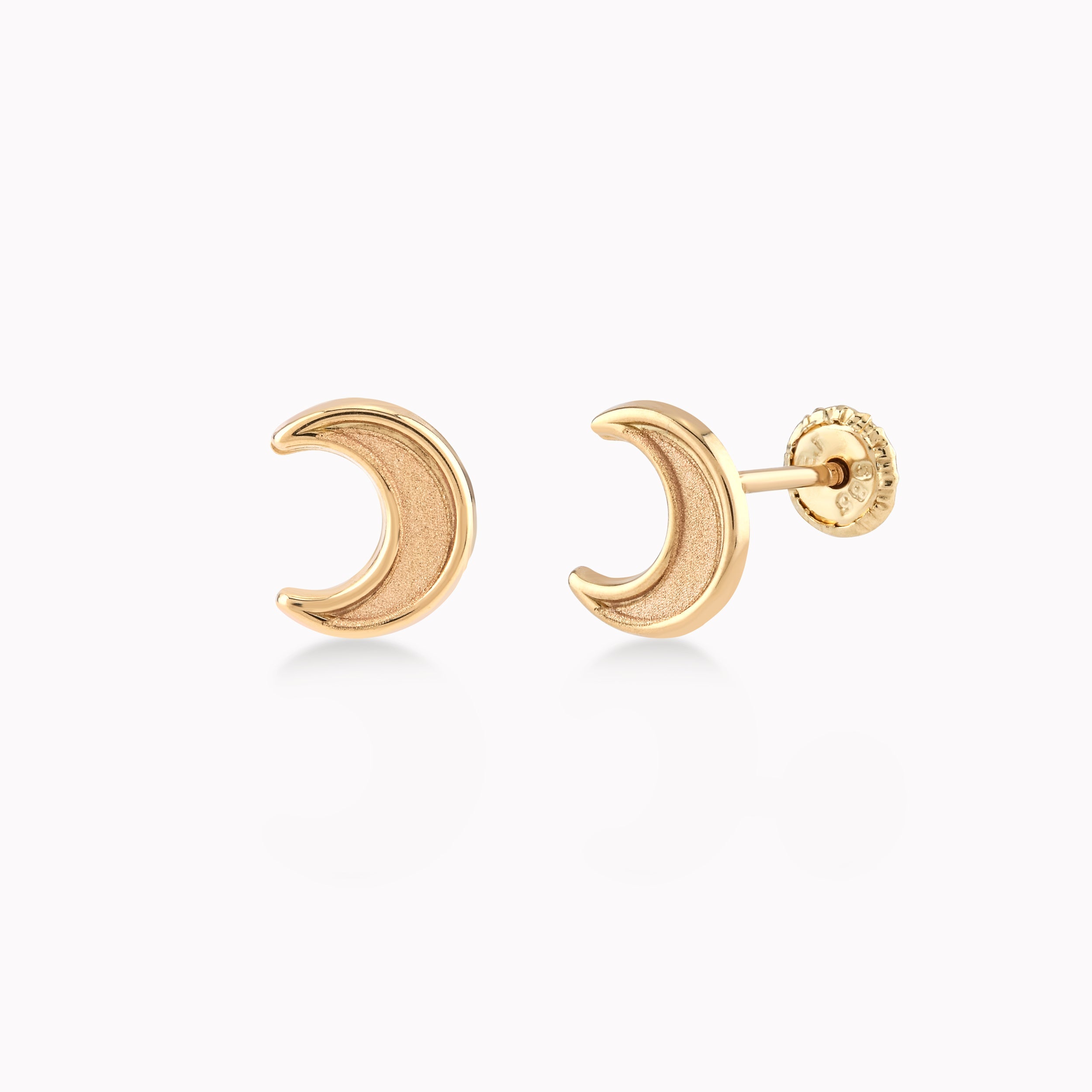 Yellow Gold Earrings 14k, Crescent, Protection 0.36gr