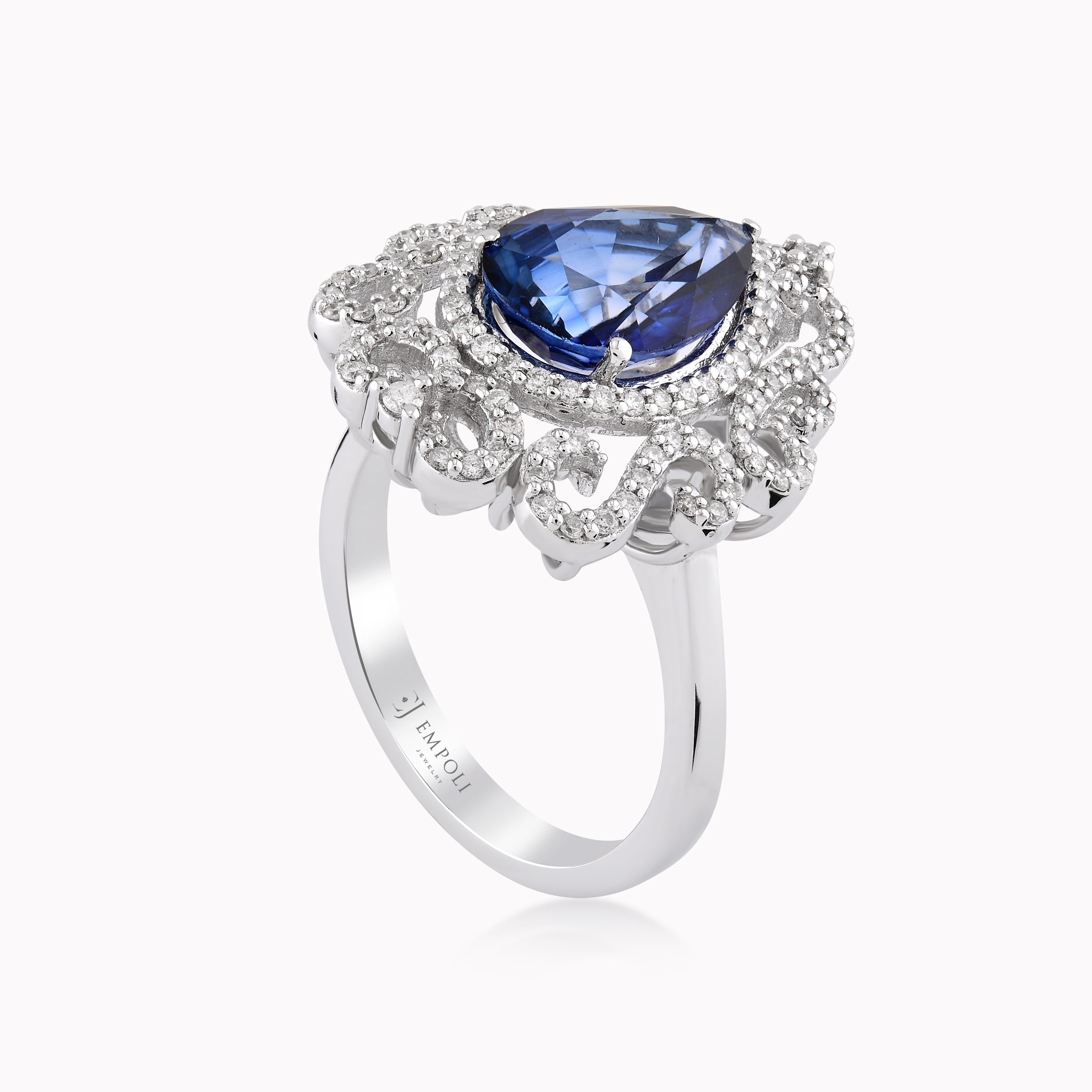 White Gold Ring 18K With Diamonds 0.45ct Si Topaz Blue 5.03ct