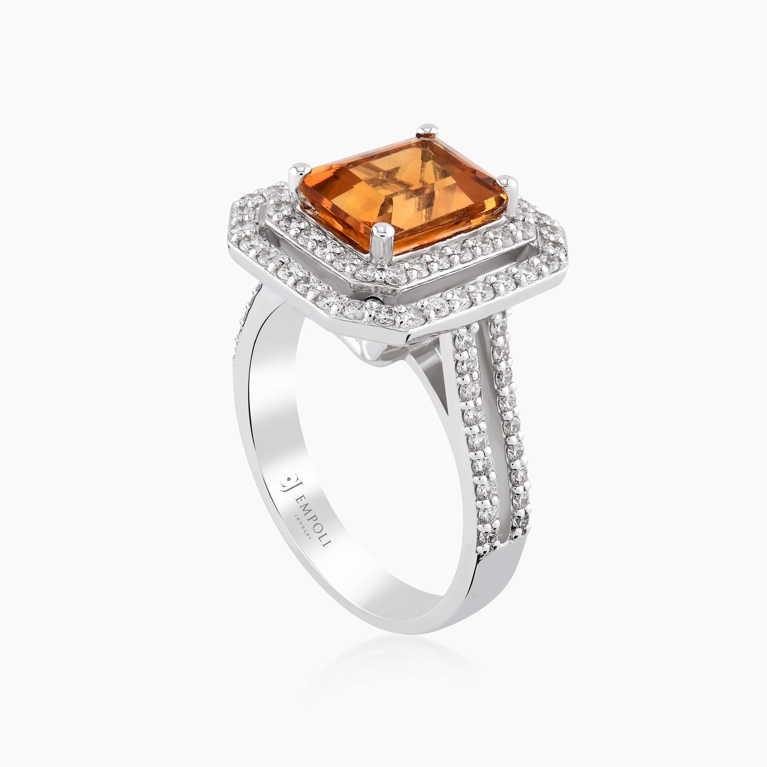 White Gold Ring 14K With Diamonds 0.77ct SI Topaz 2.25ct