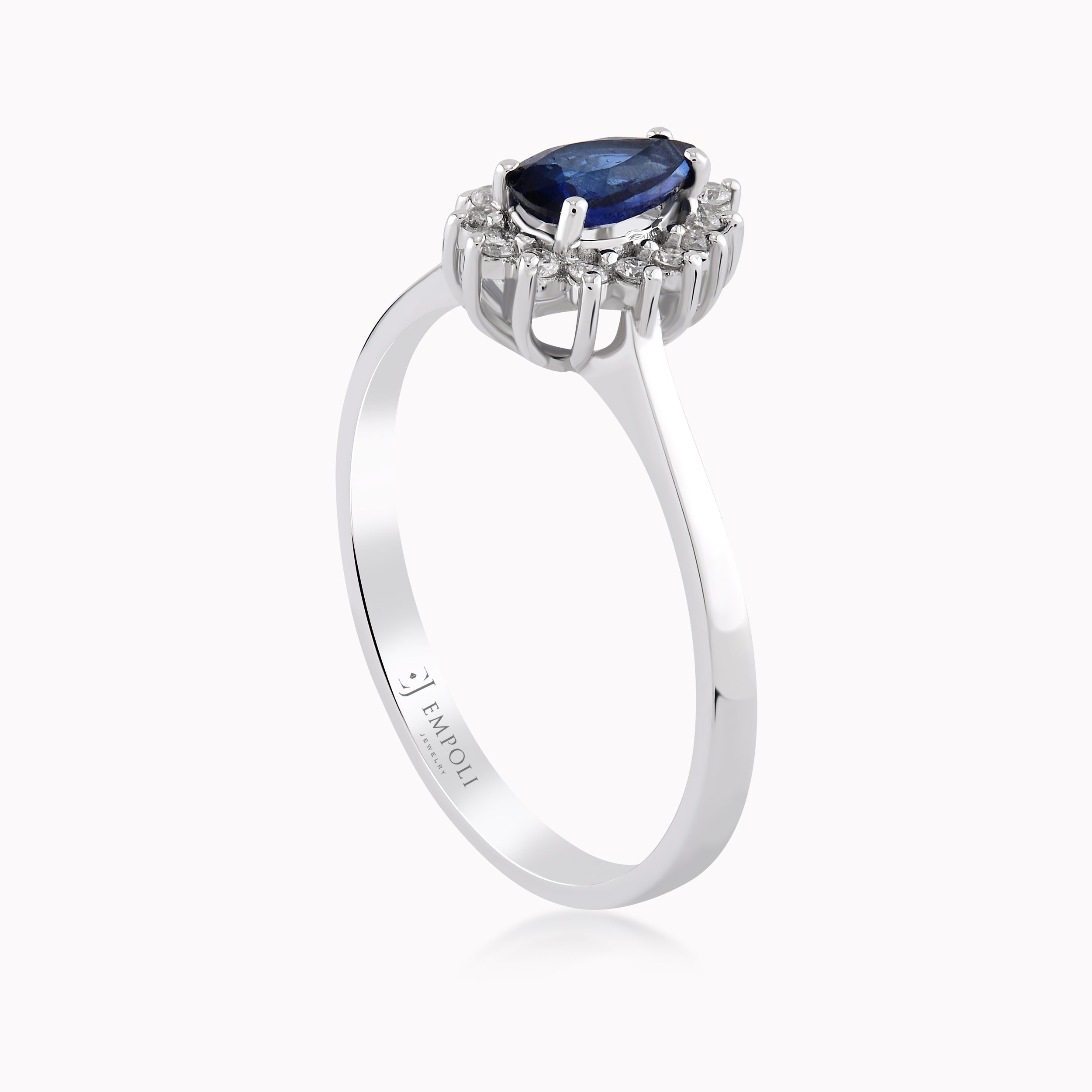 White Gold Ring 14K With Diamonds And Sapphire 0.14ct