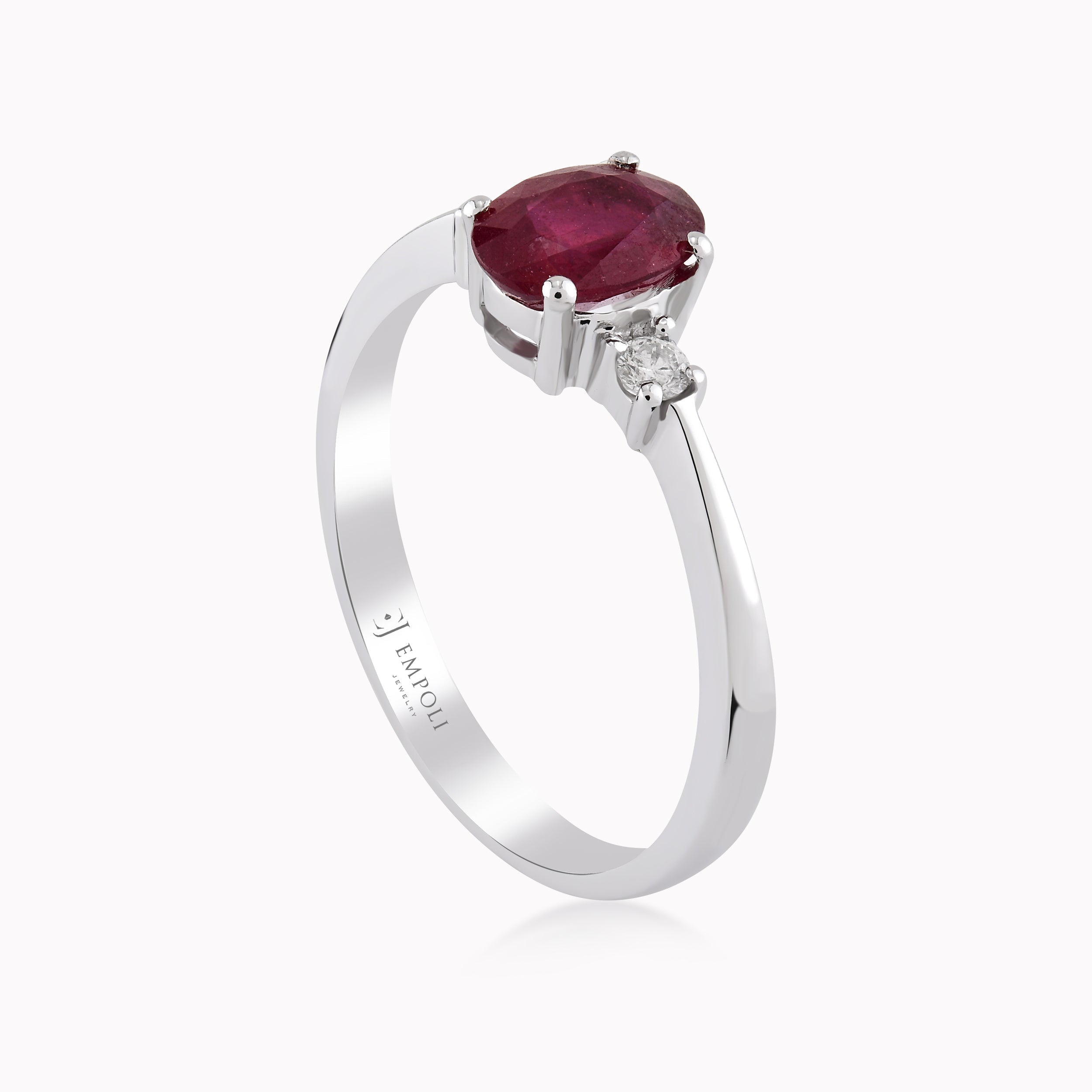 White Gold Ring 14K With Diamonds And Ruby 0.06ct