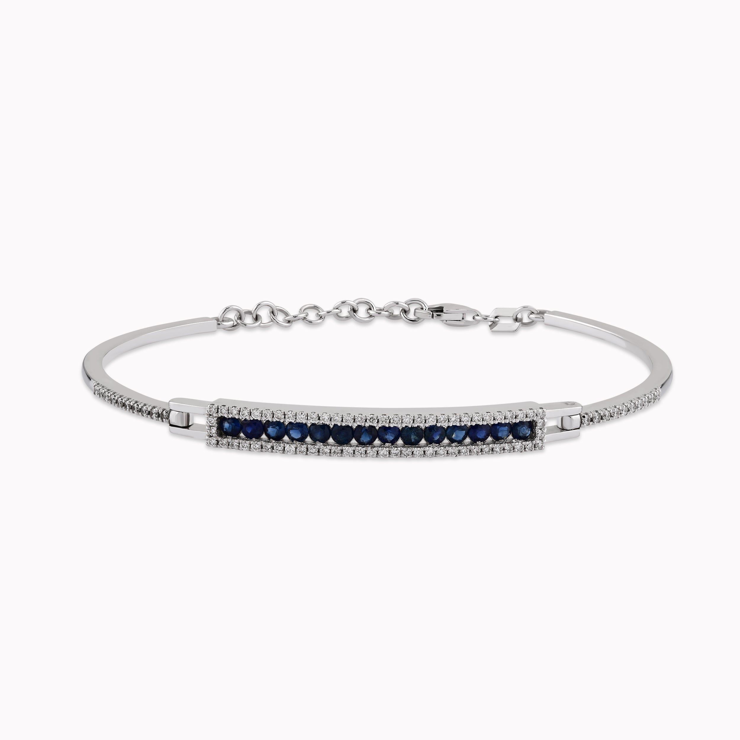 14K White Gold Bracelet with Diamonds and Sapphires 0.26ct