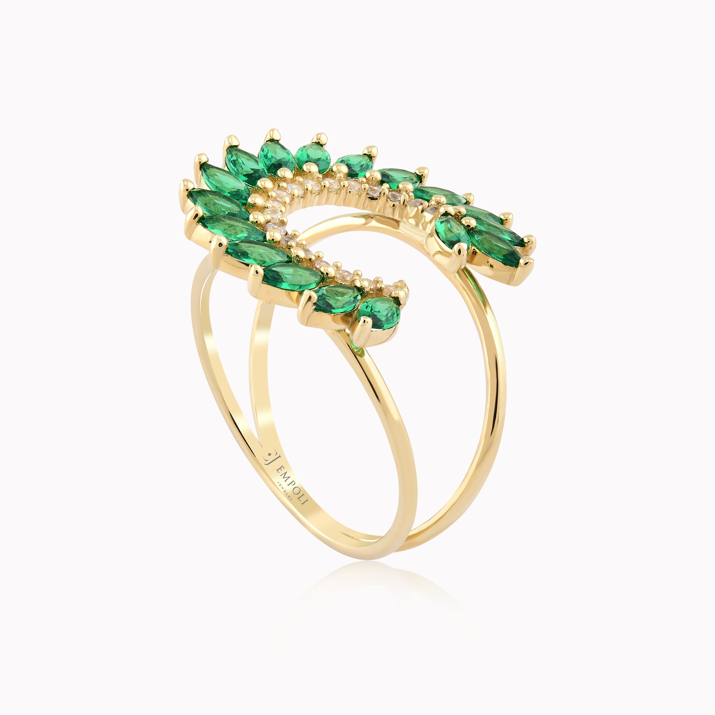 Yellow Gold Ring 14K With Green Zirconium 2.90gr