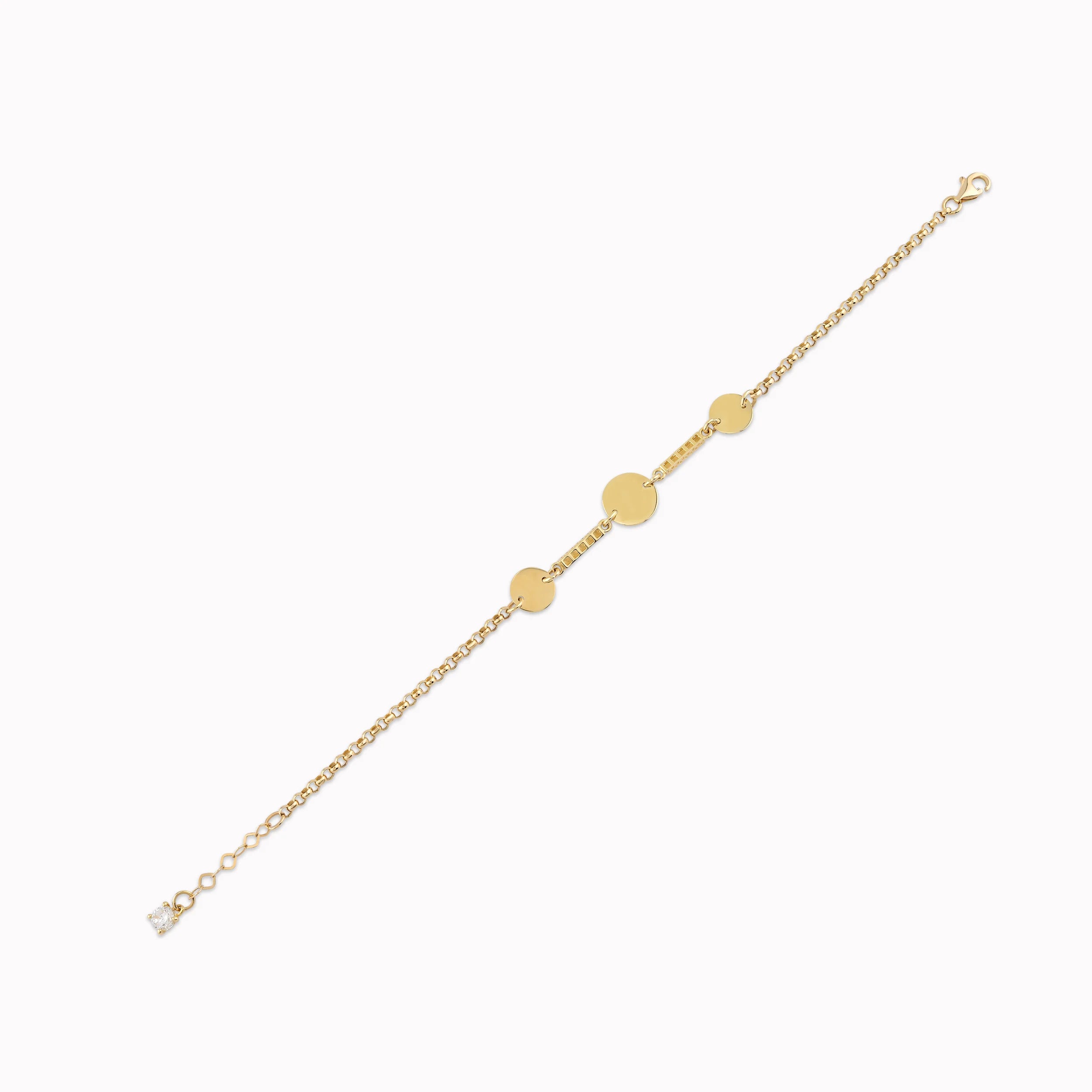 14K Yellow Gold Bracelet Stylized with Coin and Links 2.69gr