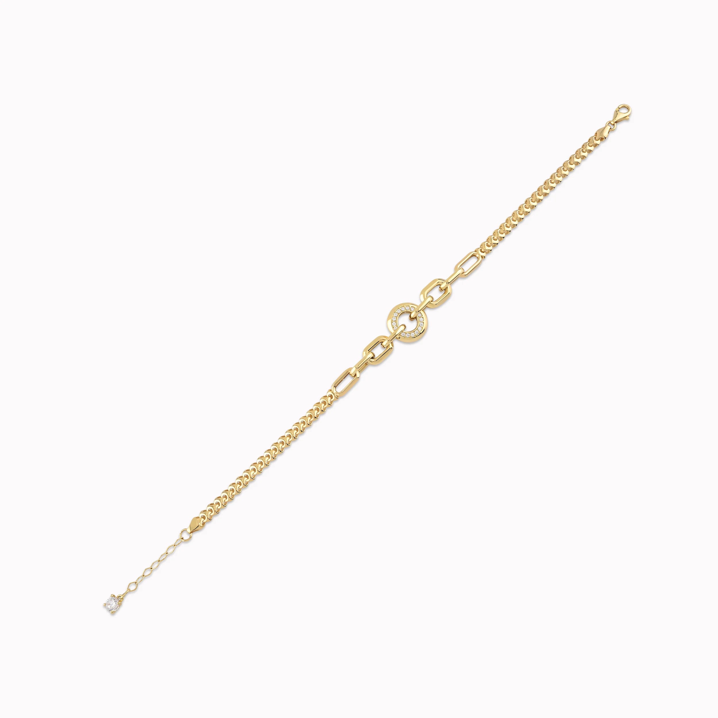 Yellow Gold Bracelet 14K Stylized with Circle and Links 6.14gr
