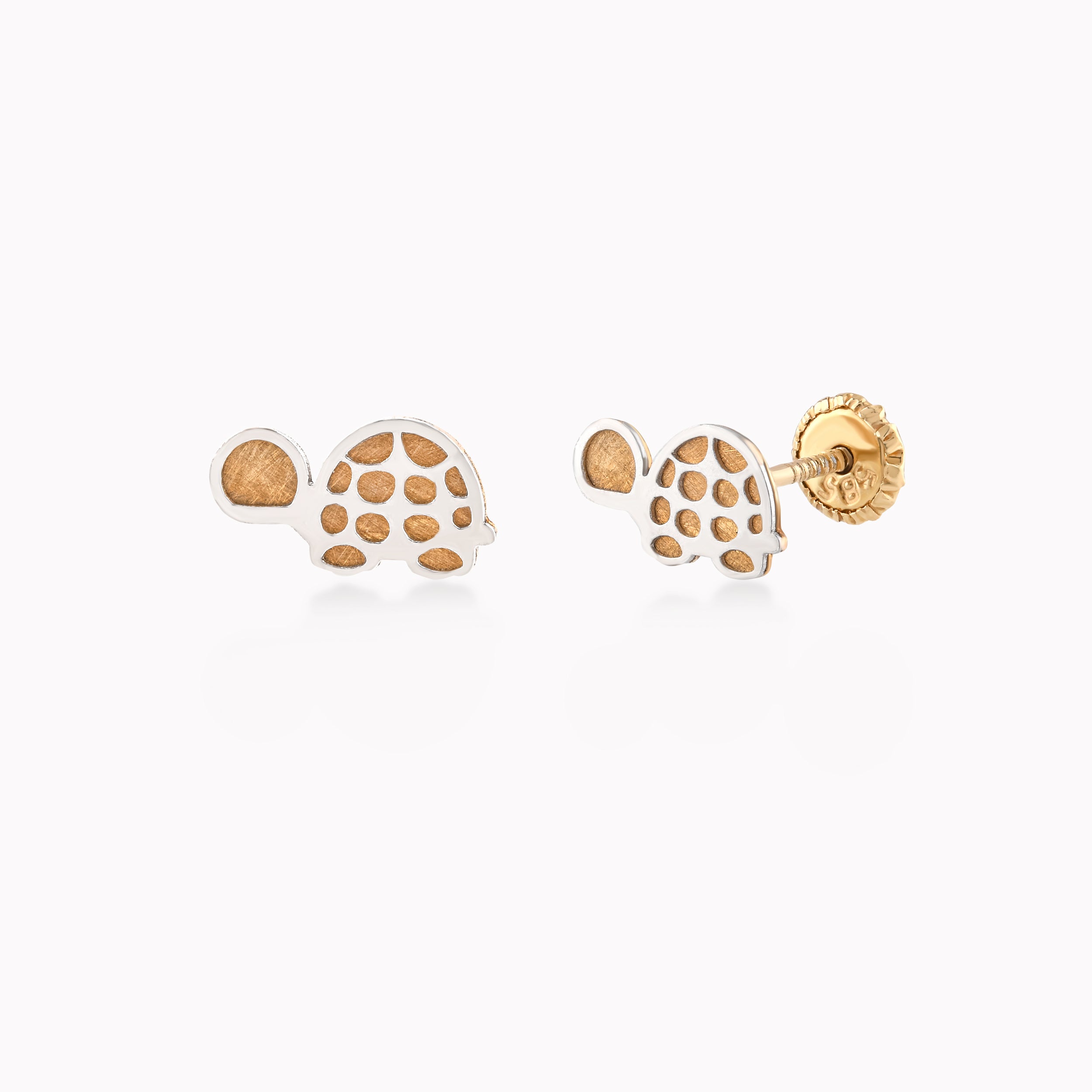Yellow Gold Earrings 14k, Tortoise, Protection 0.30gr