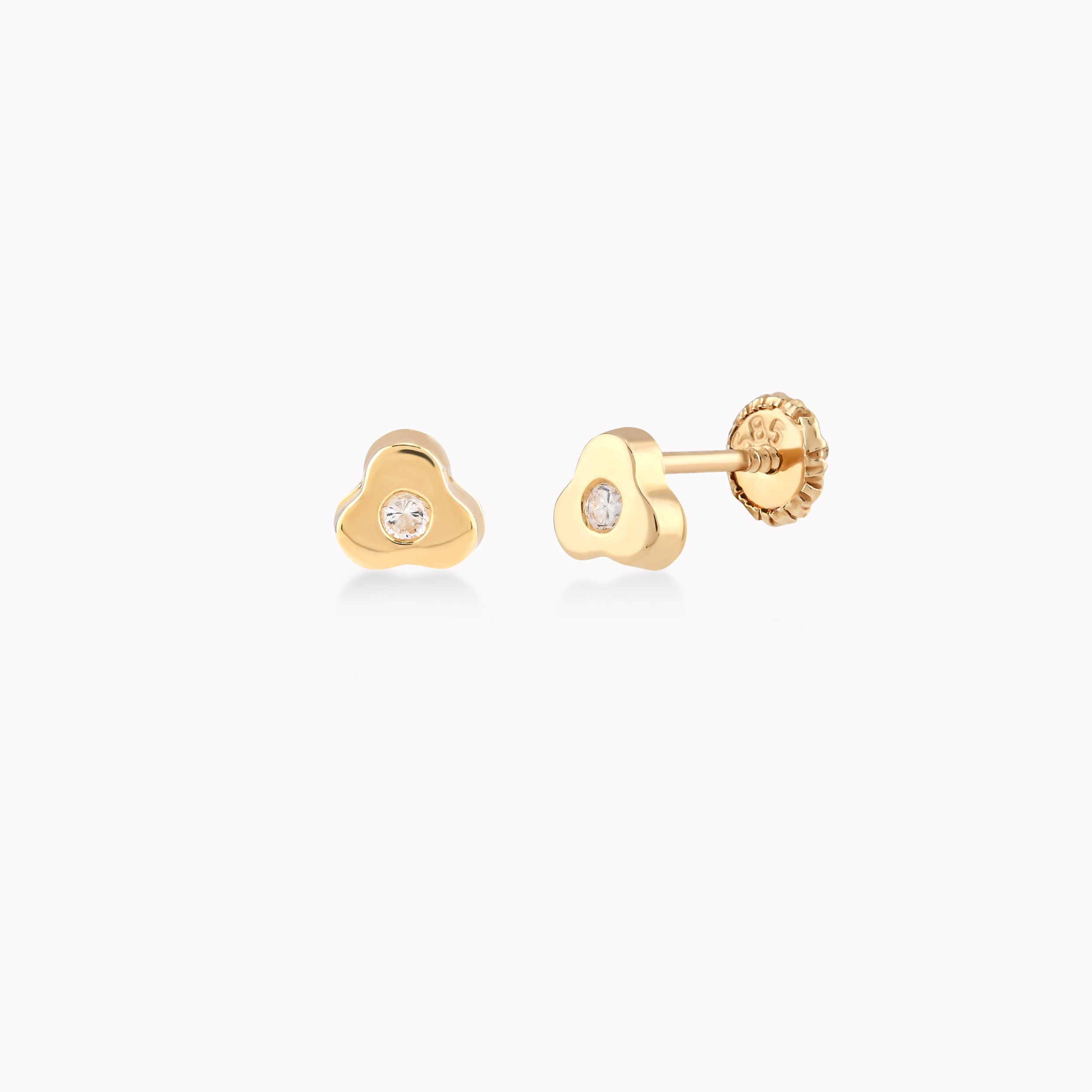 14k Yellow Gold Earrings With Zirconium, Protection 0.22gr