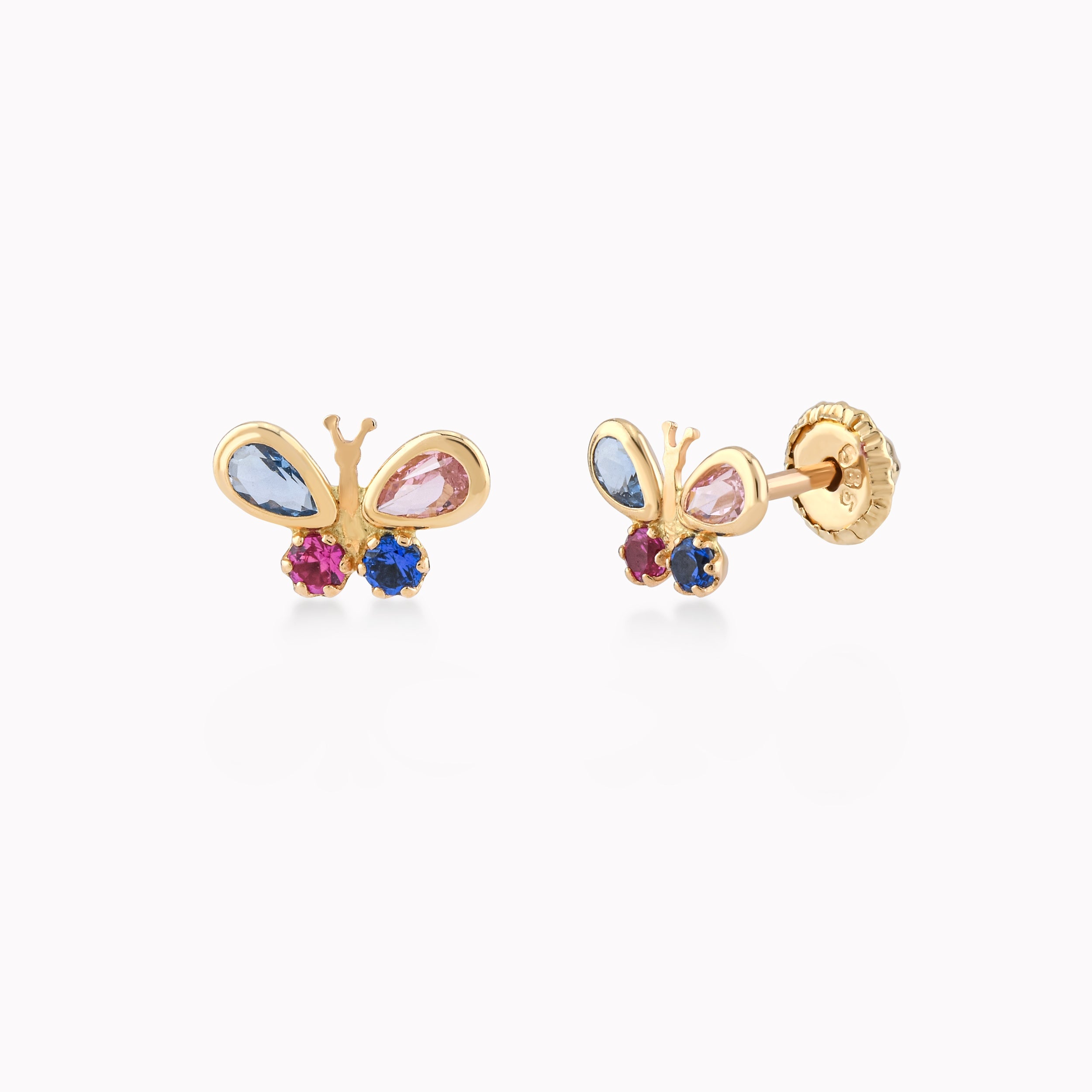 Yellow Gold 14k Earrings With Zirconium, Protection 0.34gr