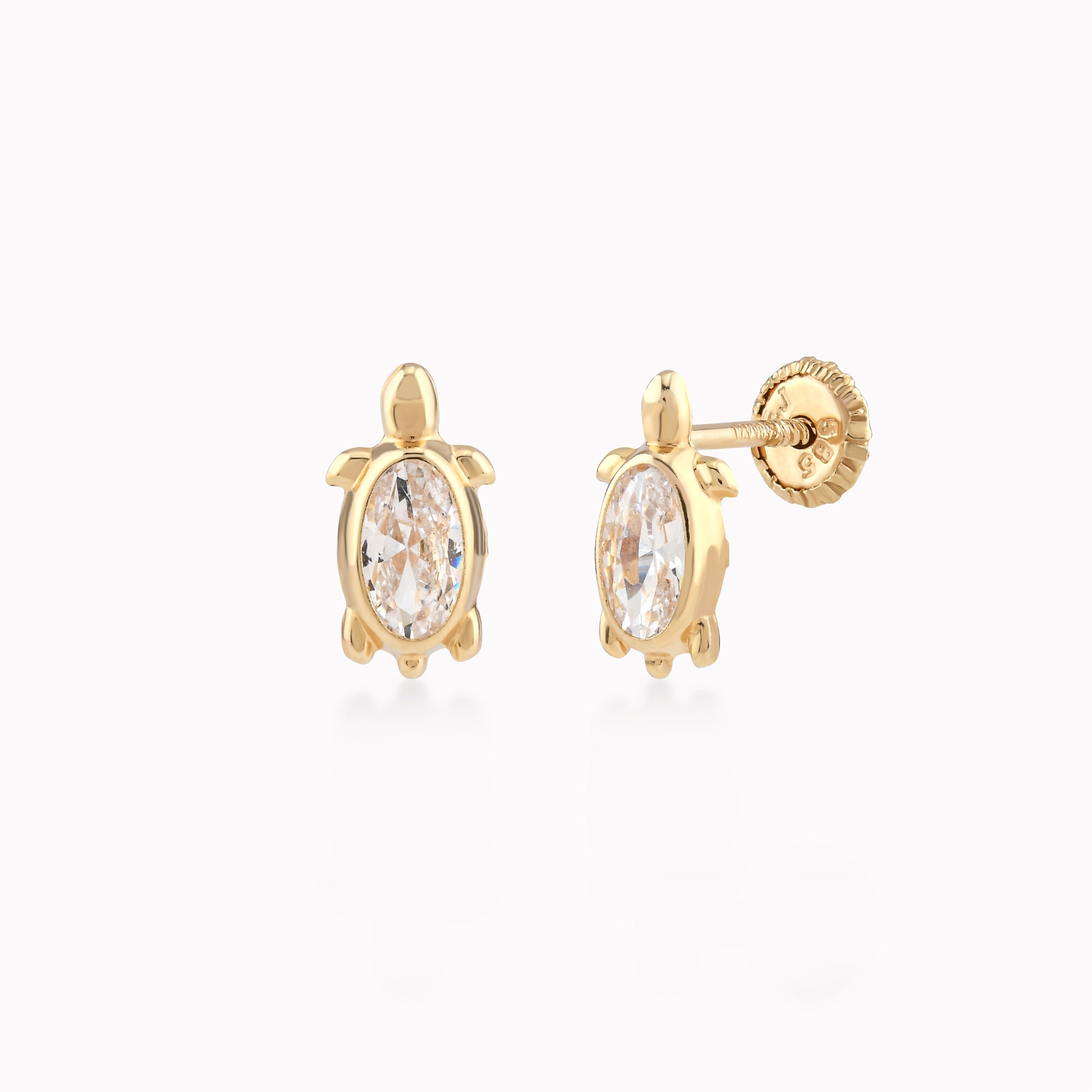 Yellow Gold 14k Earrings With Zirconium, Clasp, Protection 0.36gr
