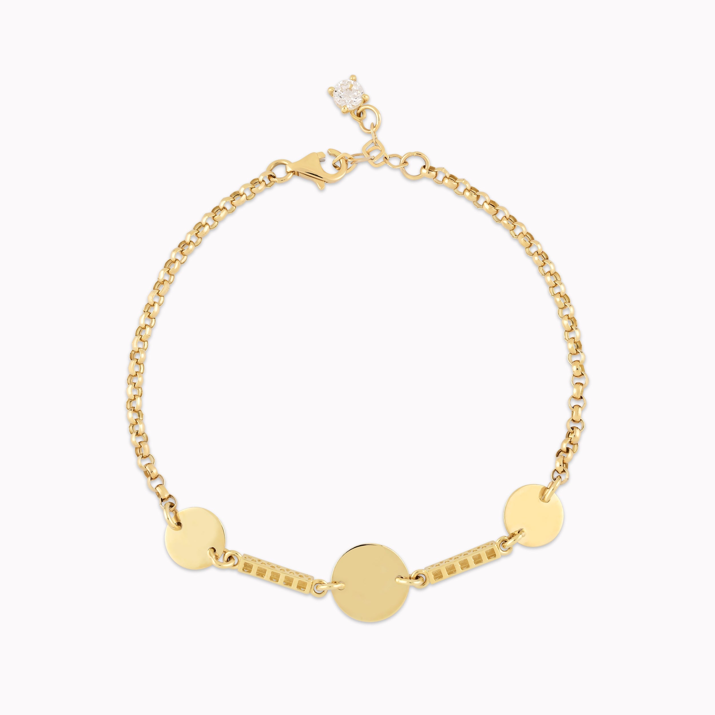 14K Yellow Gold Bracelet Stylized with Coin and Links 2.69gr
