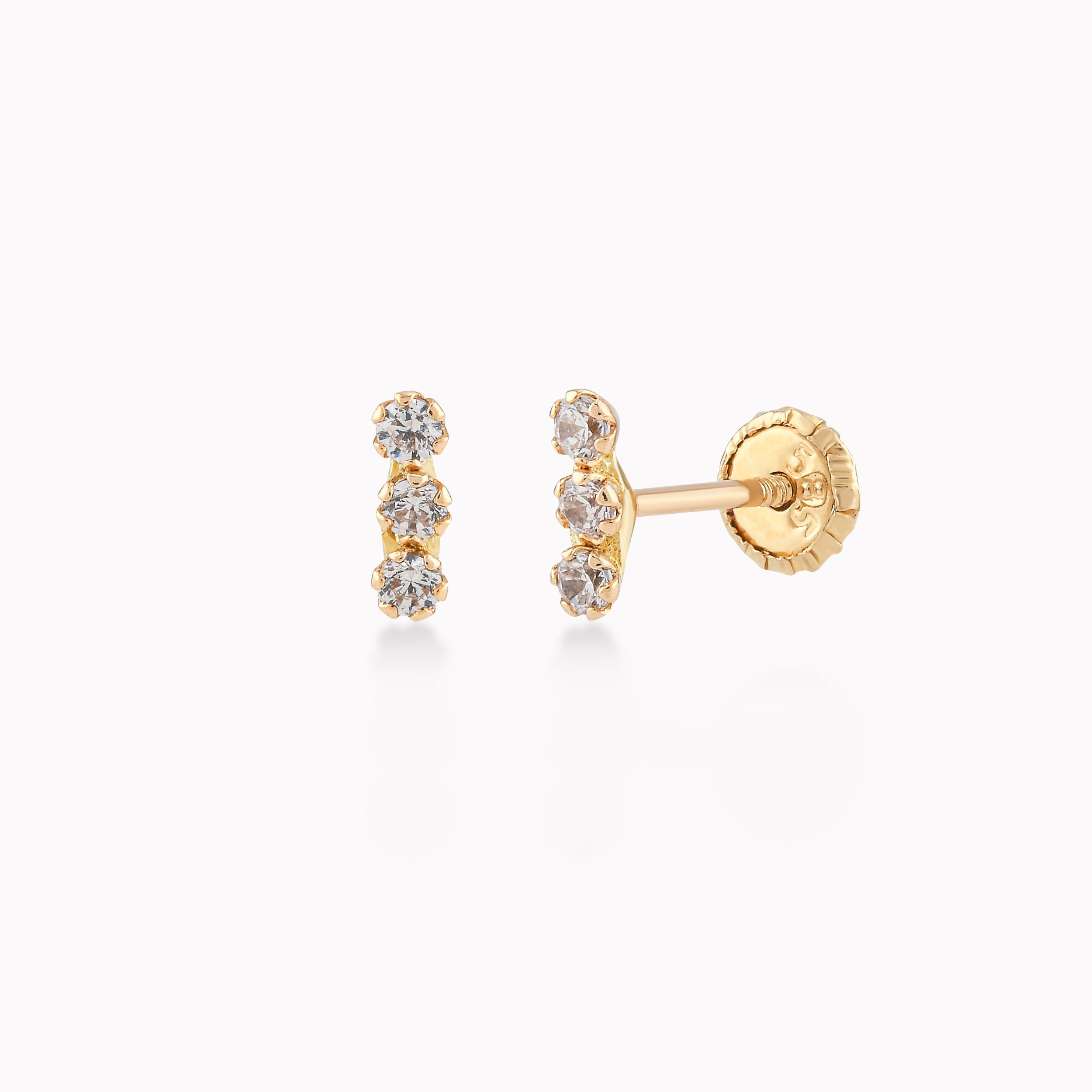 14k Yellow Gold Earrings With Zirconium, Protection 0.27gr