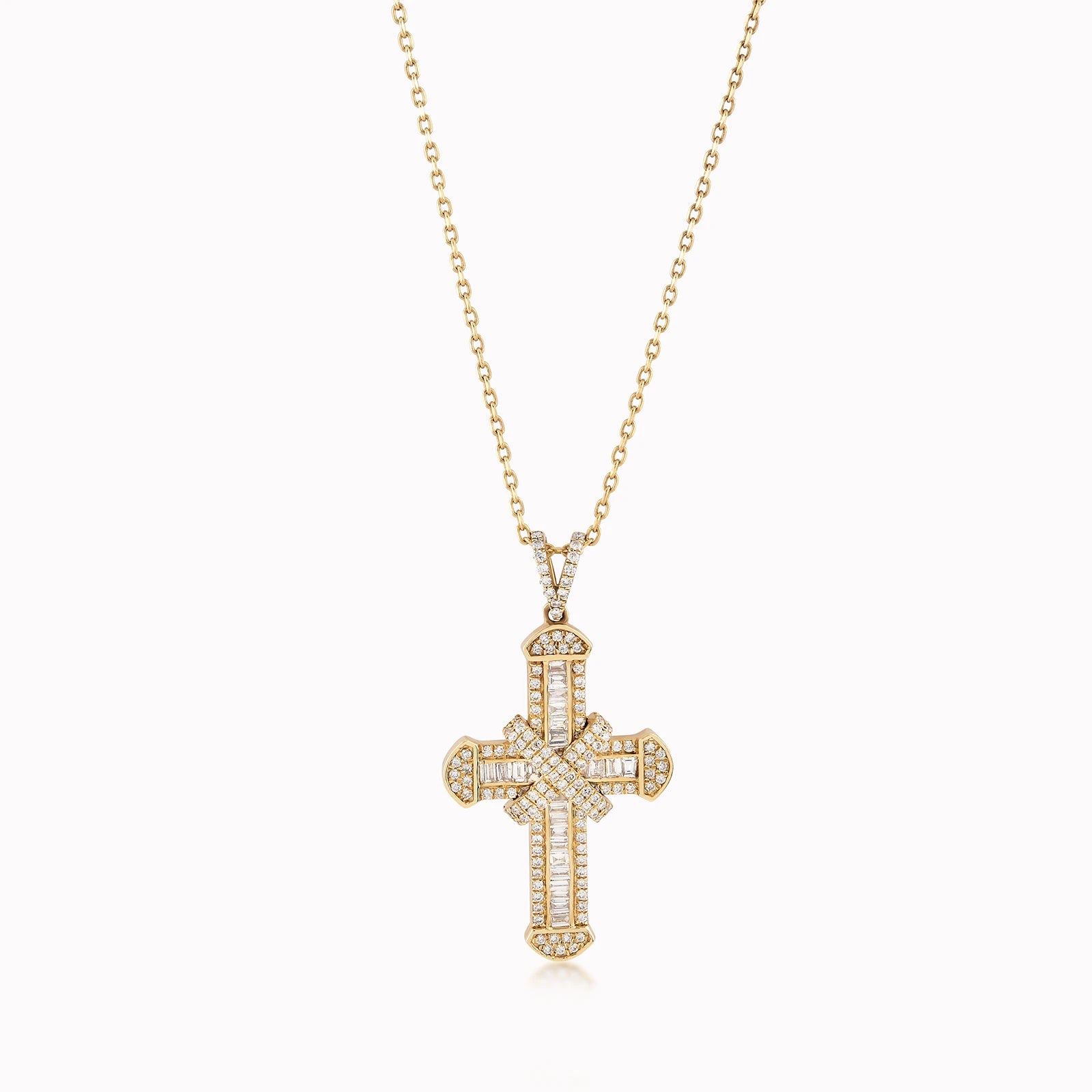 Yellow Gold 14K Cross Pendant with 0.80ct Diamonds