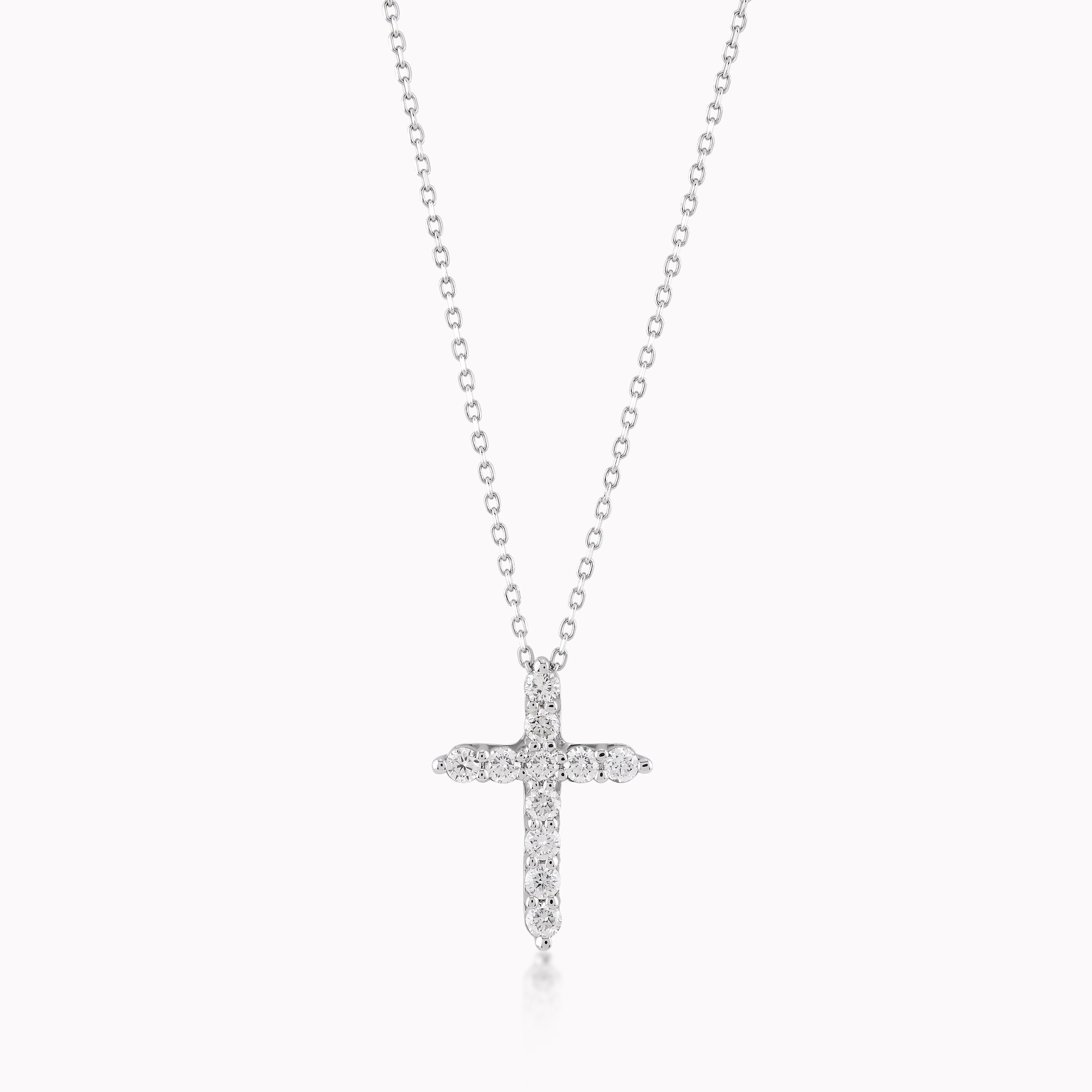Chain with White Gold 14K Cross Pendant with 0.94ct Diamonds
