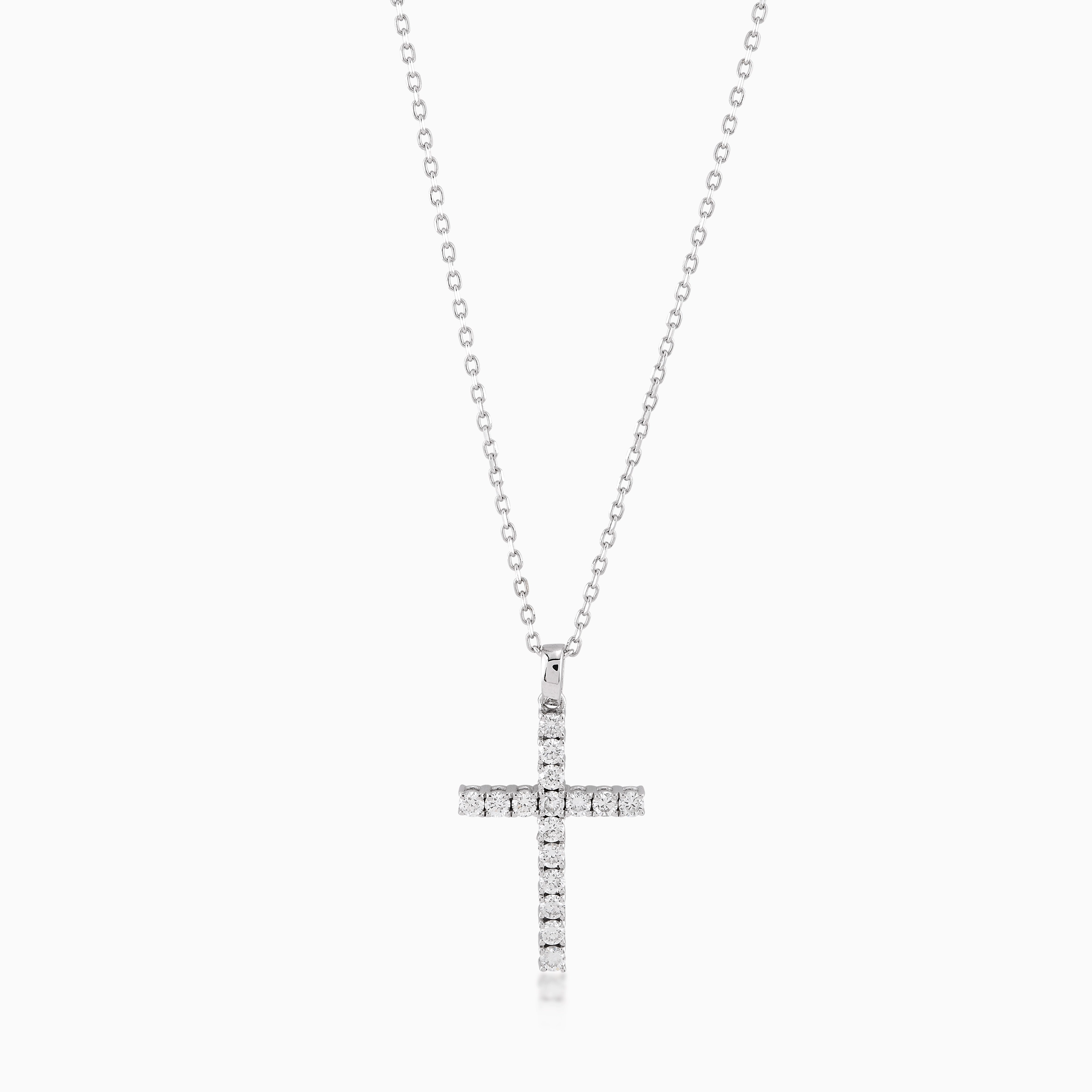 Chain with 14K White Gold Cross Pendant with 1.17ct Diamonds